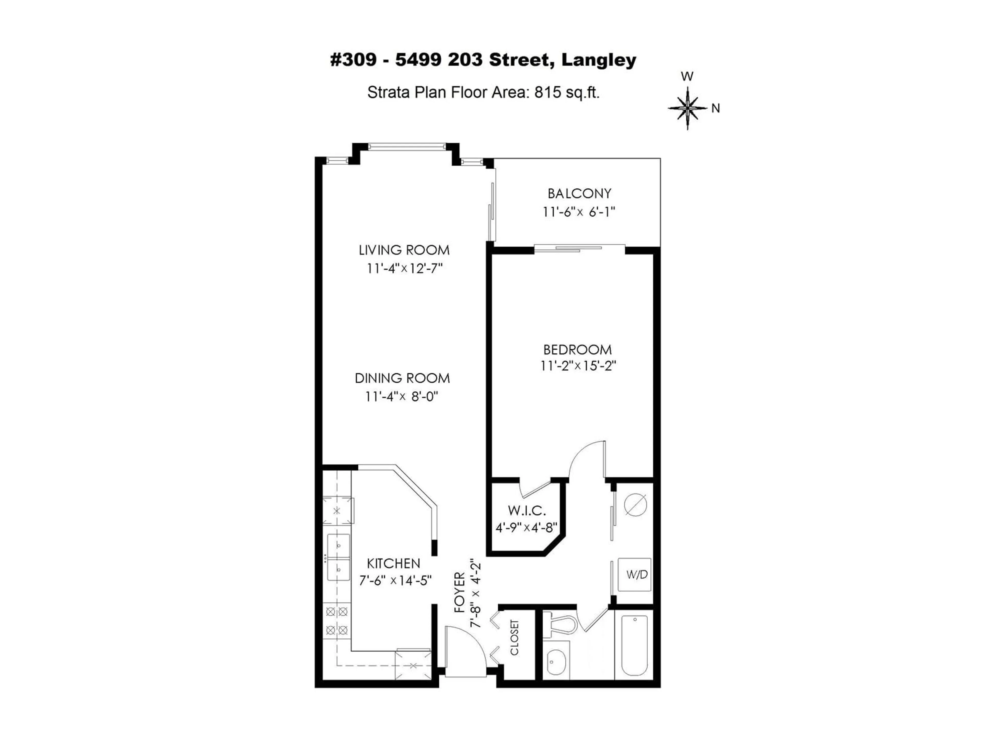 Floor plan for 309 - 5499 203, Langley British Columbia V3A1W1
