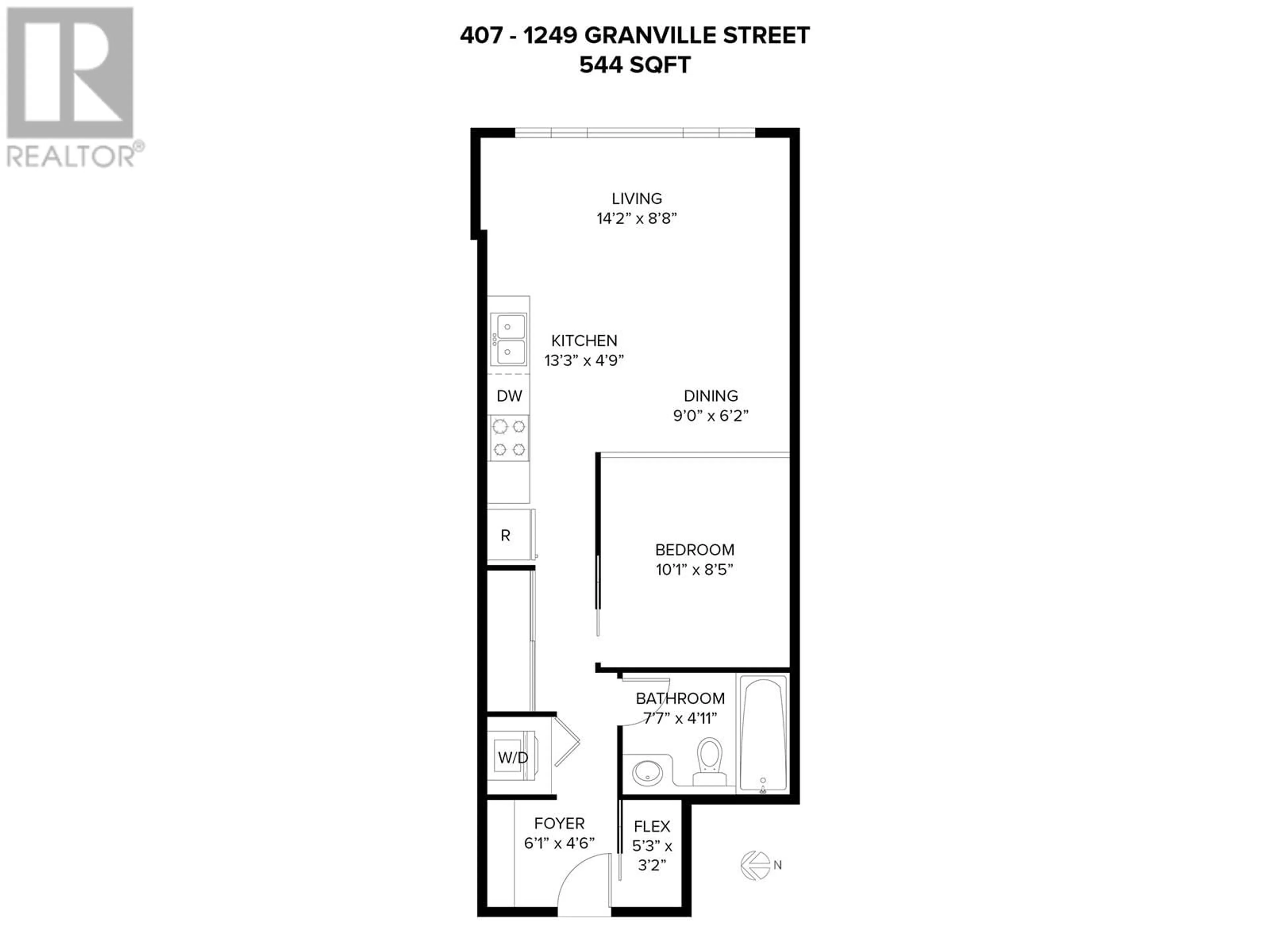 Floor plan for 407 - 1249 GRANVILLE STREET, Vancouver British Columbia V6Z1M5