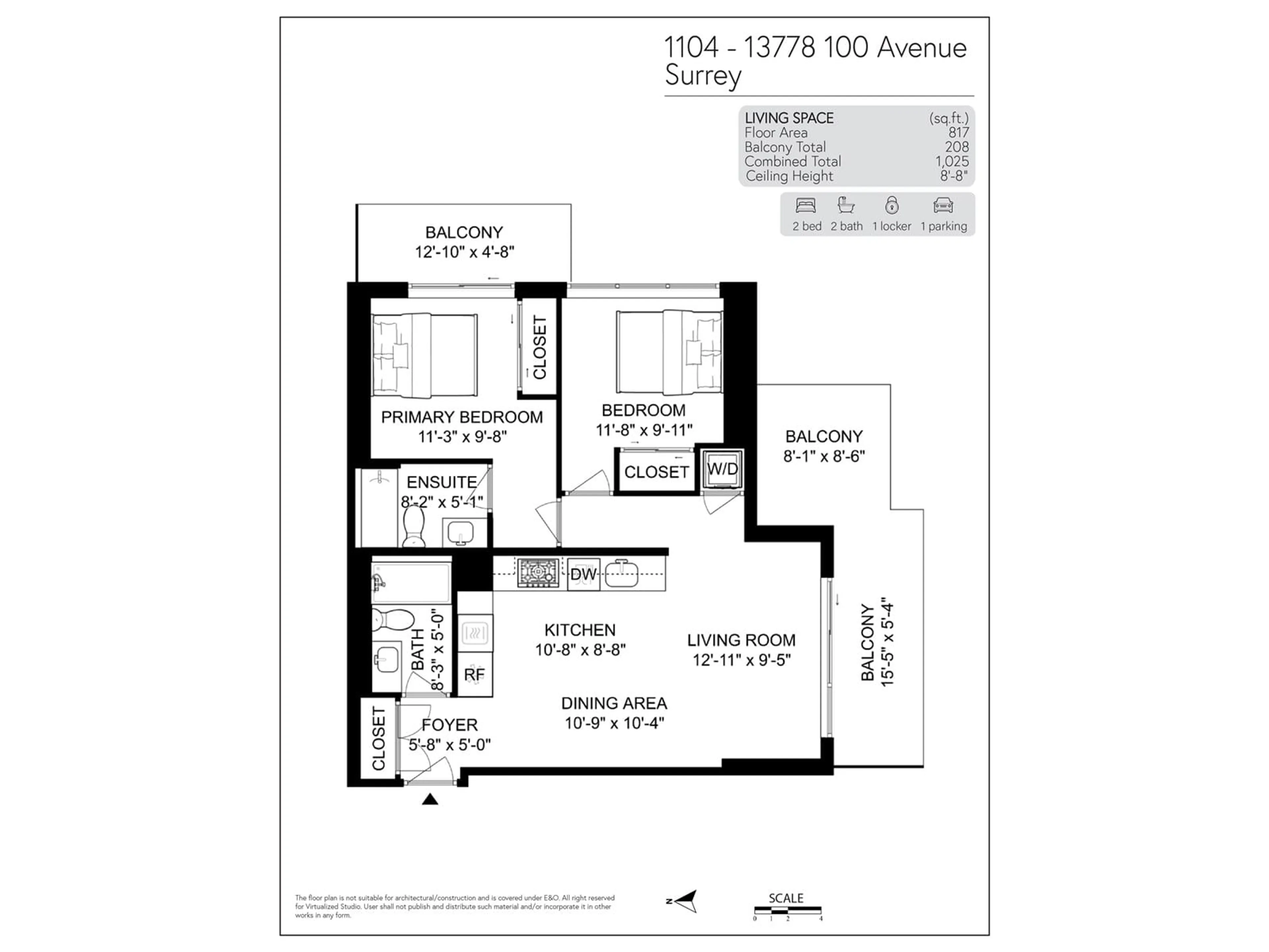 Floor plan for 1104 - 13778 100, Surrey British Columbia V3T0V2