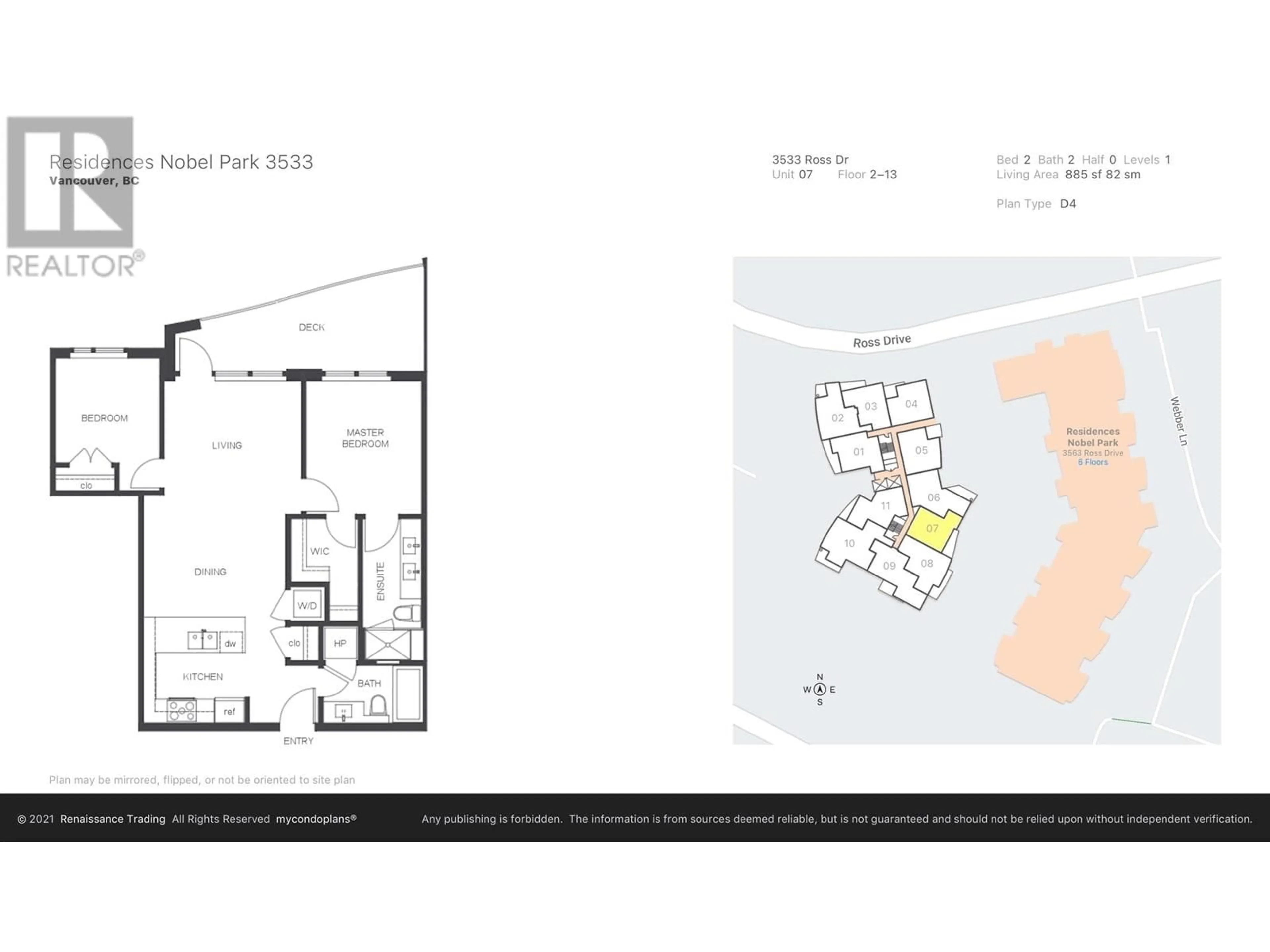 Floor plan for 507 - 3533 ROSS DRIVE, Vancouver British Columbia V6S0L3