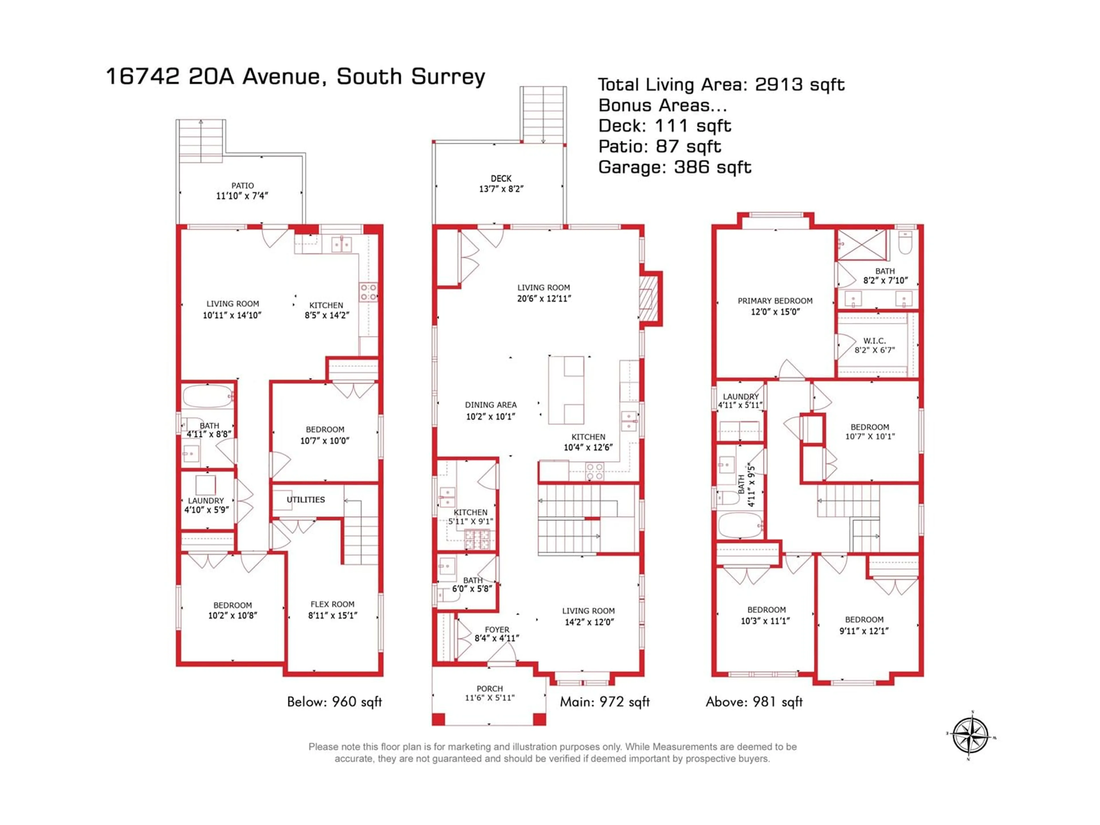 Floor plan for 16742 20A, Surrey British Columbia V3Z1J4