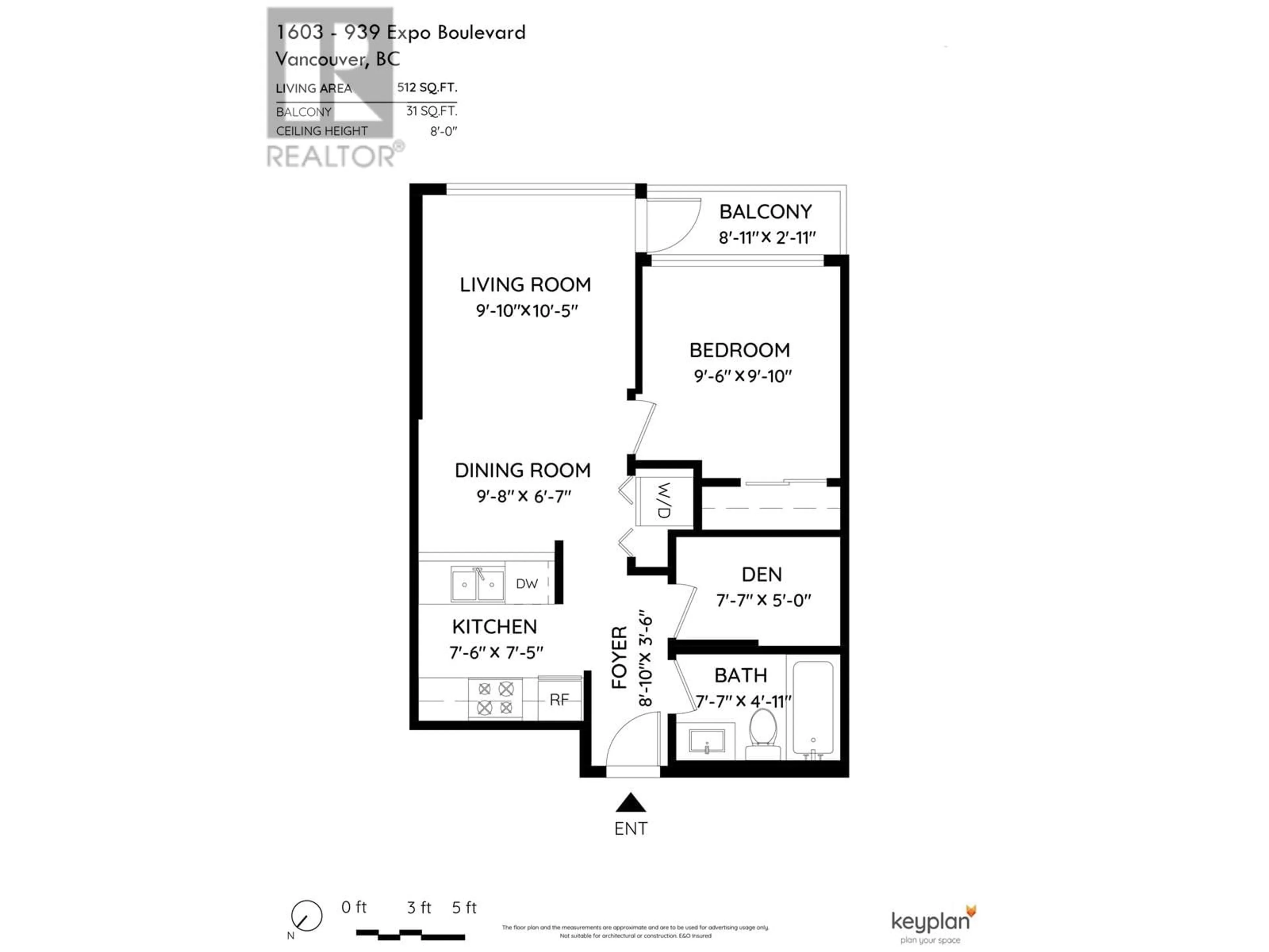 Floor plan for 1603 - 939 EXPO BOULEVARD, Vancouver British Columbia V6Z3G7