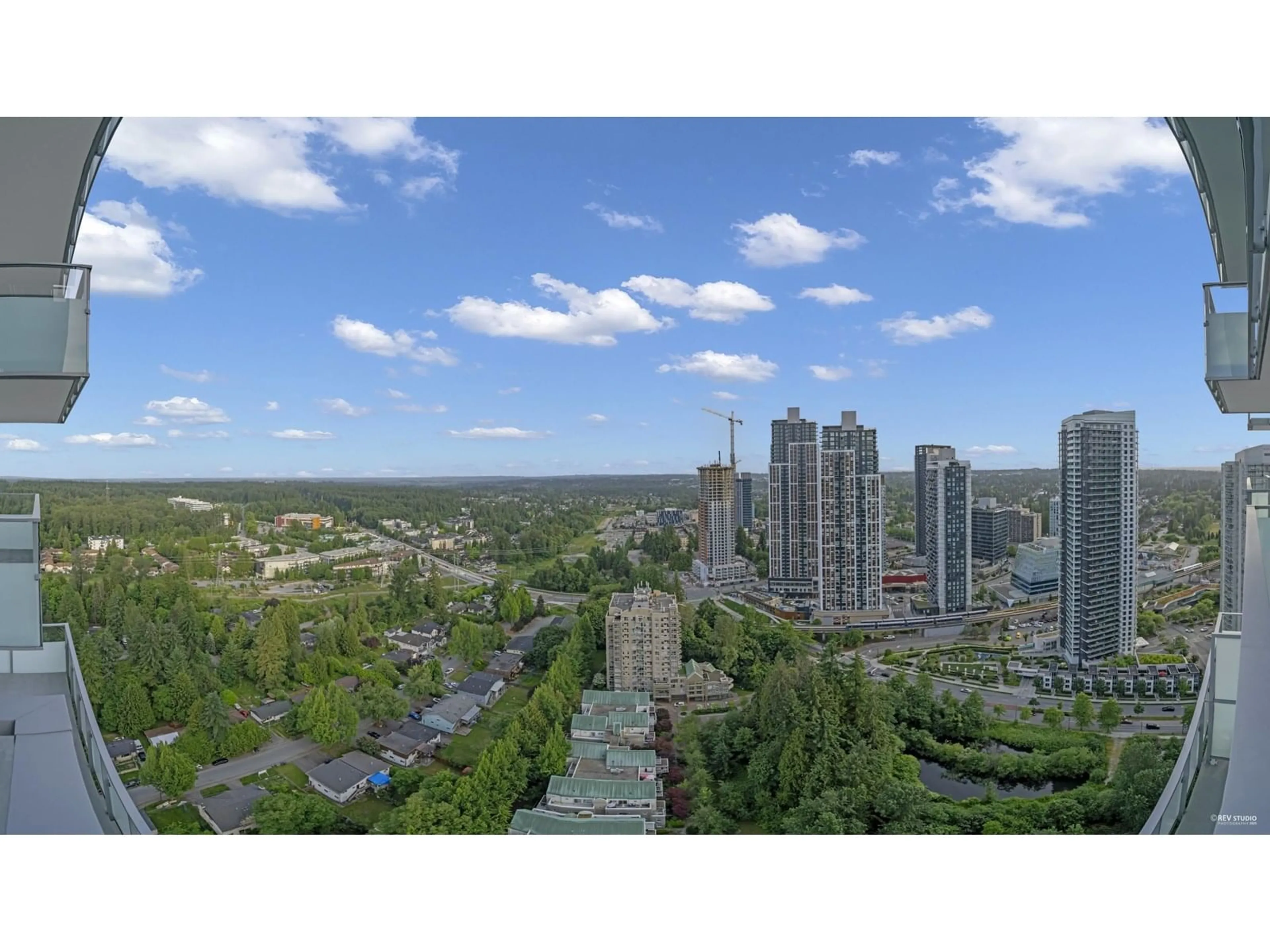 A pic from outside/outdoor area/front of a property/back of a property/a pic from drone, city buildings view from balcony for 3504 - 13768 100, Surrey British Columbia V3T5X7