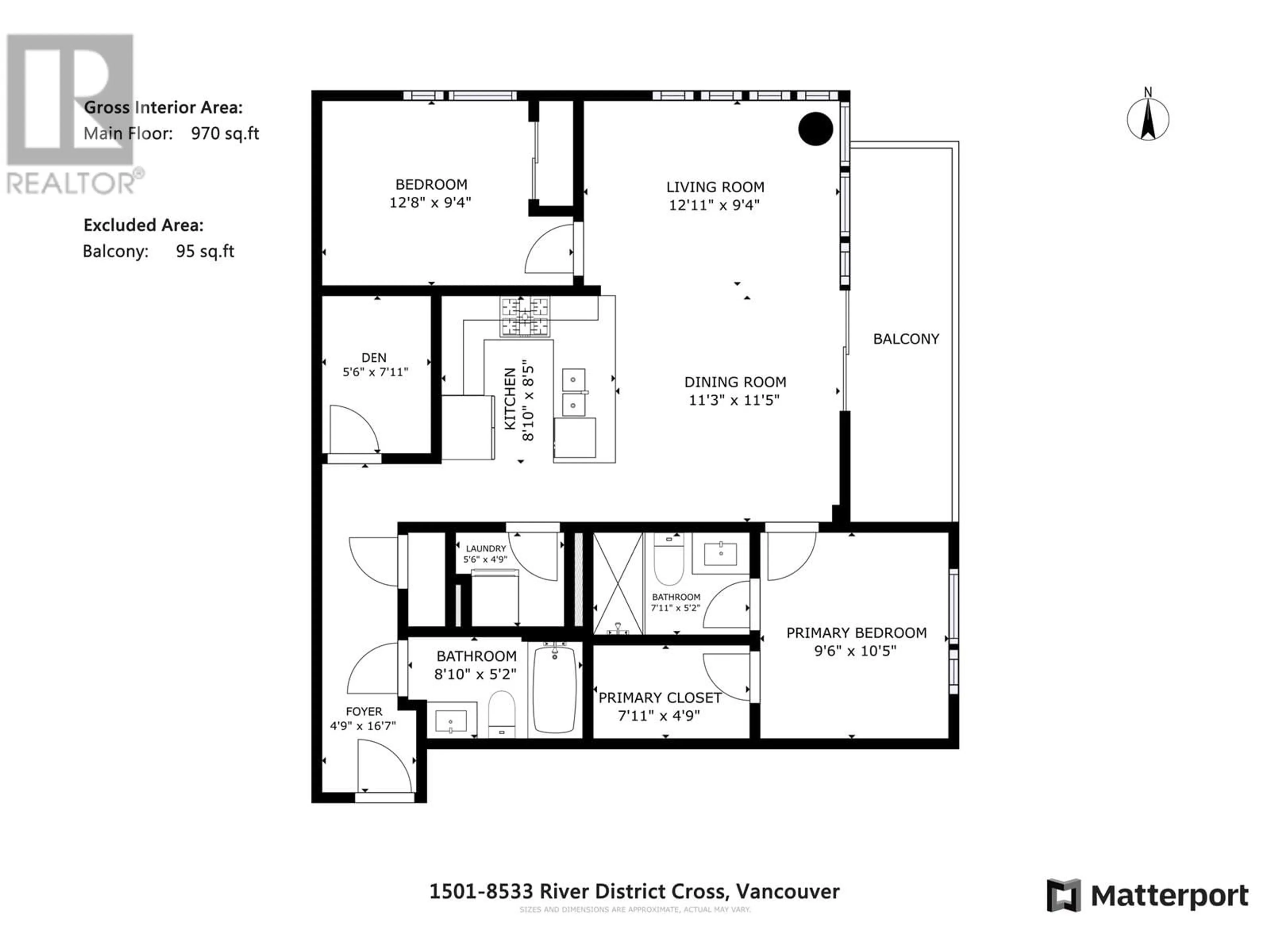 Floor plan for 1501 - 8533 RIVER DISTRICT CROSSING, Vancouver British Columbia V5S0H2