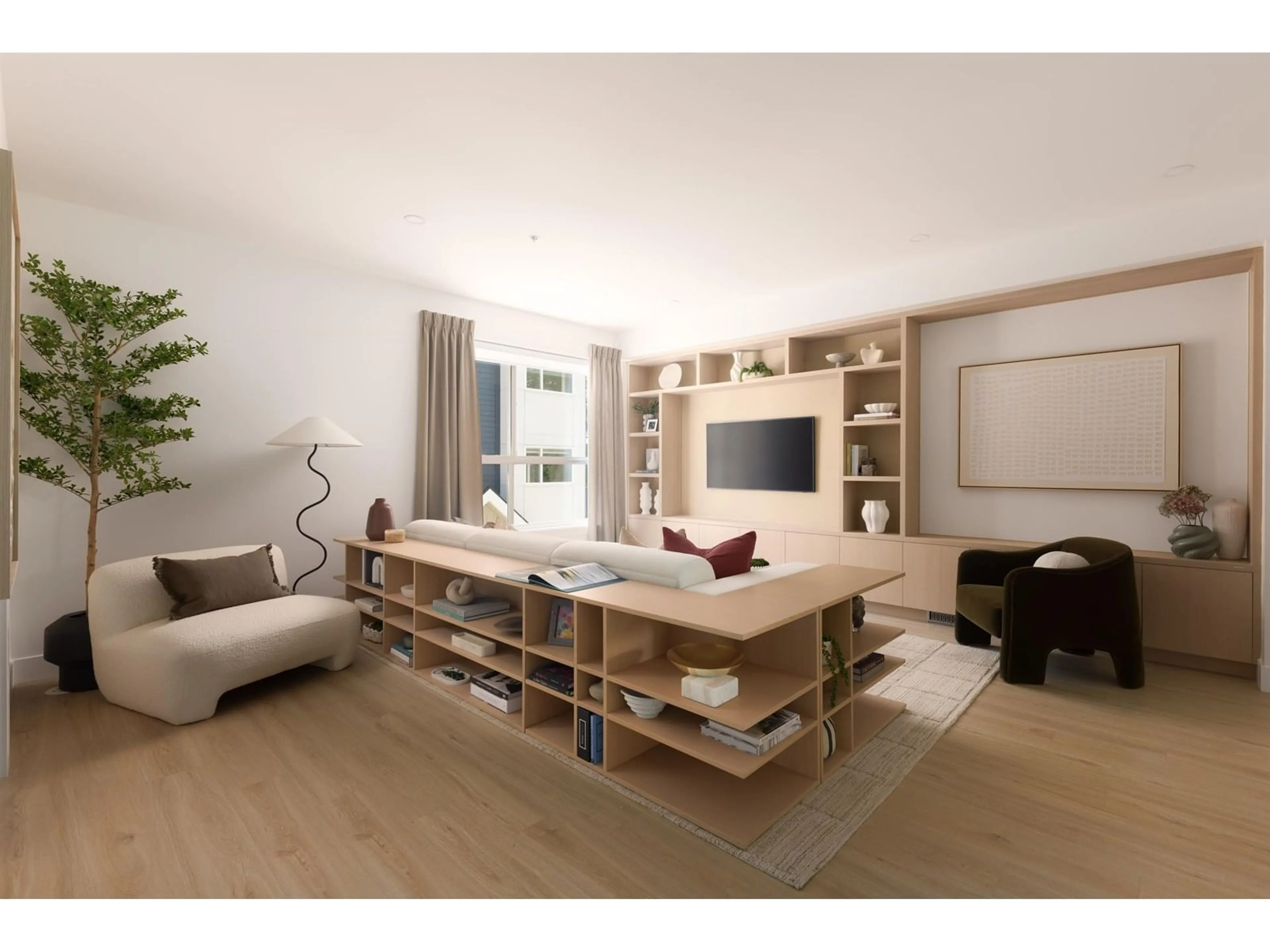 Living room with furniture, wood/laminate floor for 6 - 6887 204A, Langley British Columbia V2Y1P8