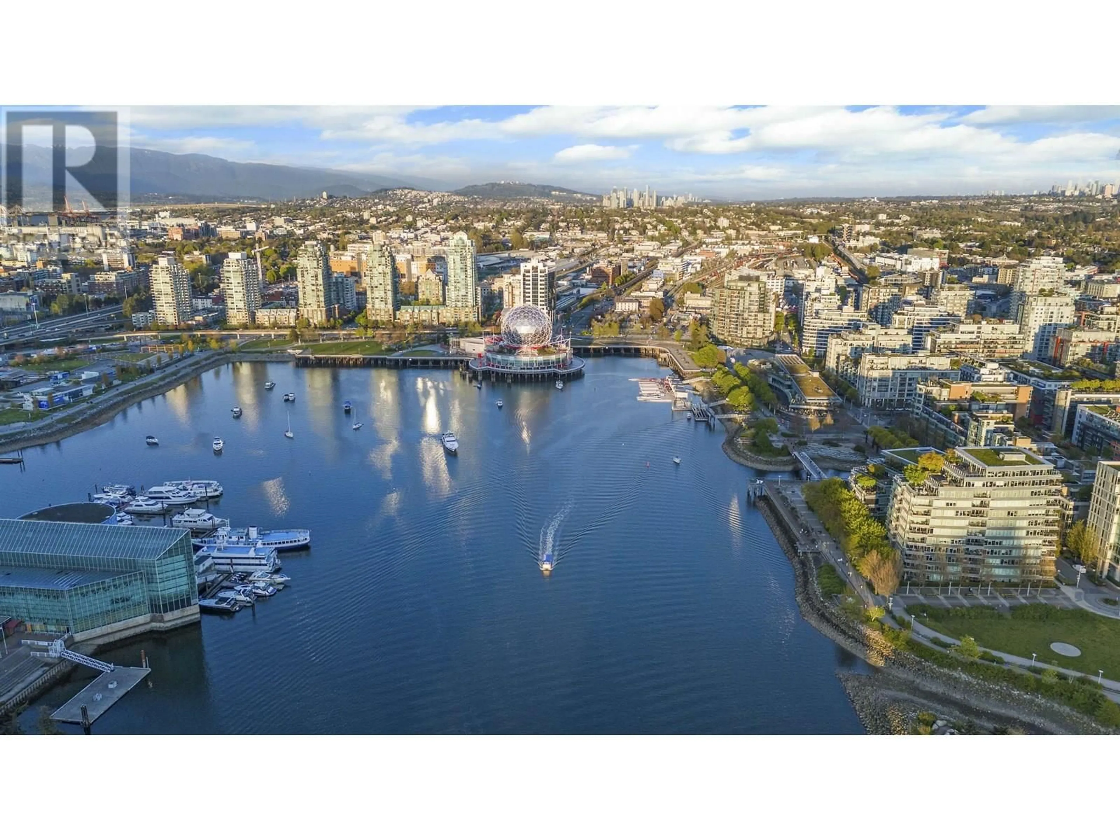 A pic from outside/outdoor area/front of a property/back of a property/a pic from drone, water/lake/river/ocean view for 2207 - 918 COOPERAGE WAY, Vancouver British Columbia V6B0A7