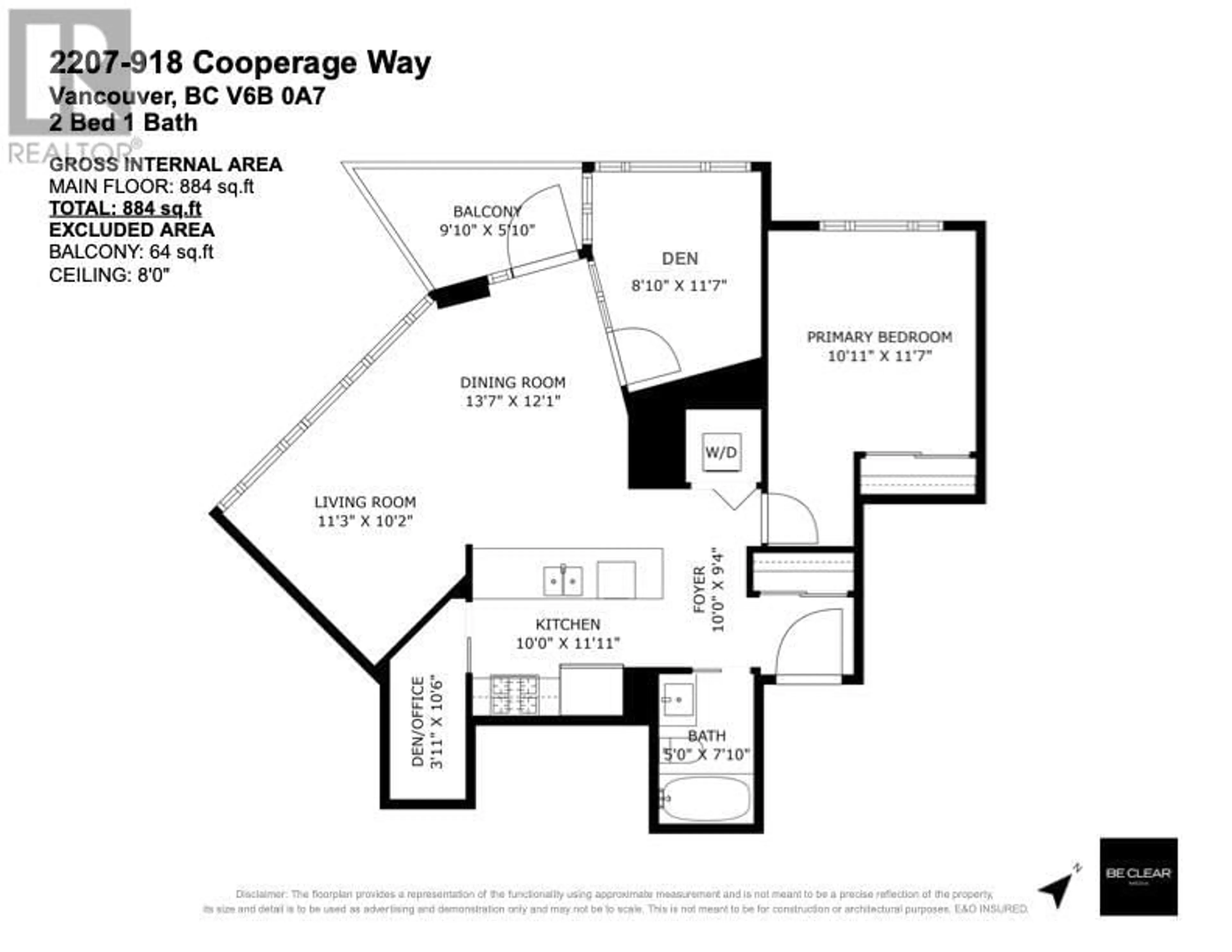 Floor plan for 2207 - 918 COOPERAGE WAY, Vancouver British Columbia V6B0A7