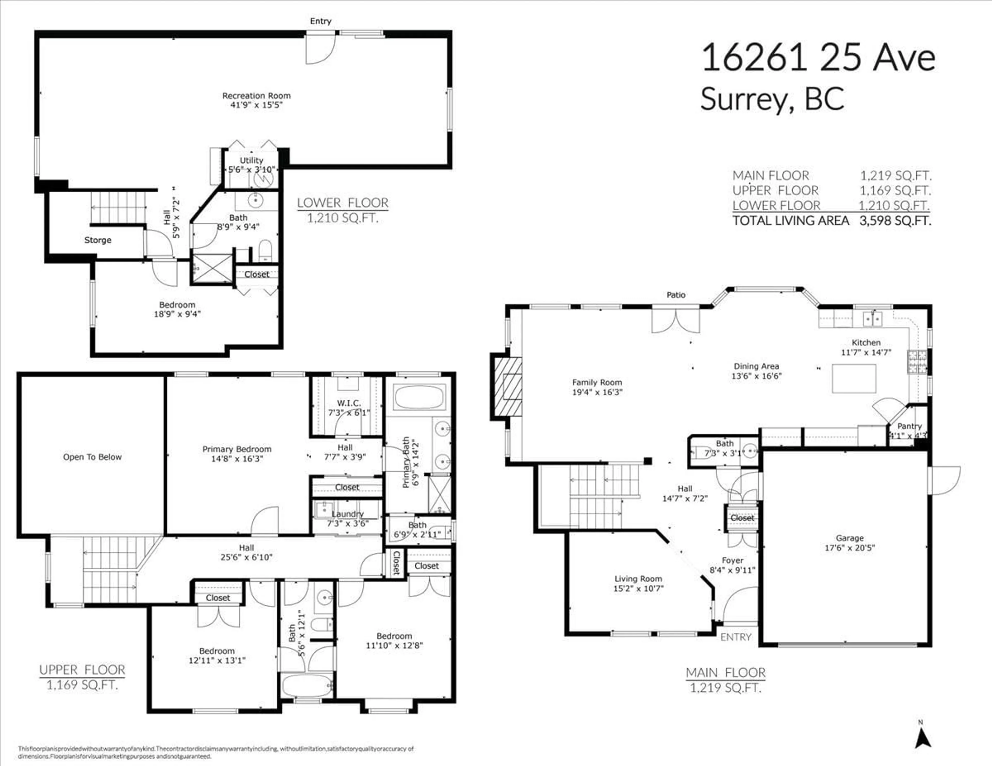 Floor plan for 16261 25, Surrey British Columbia V3Z6S1
