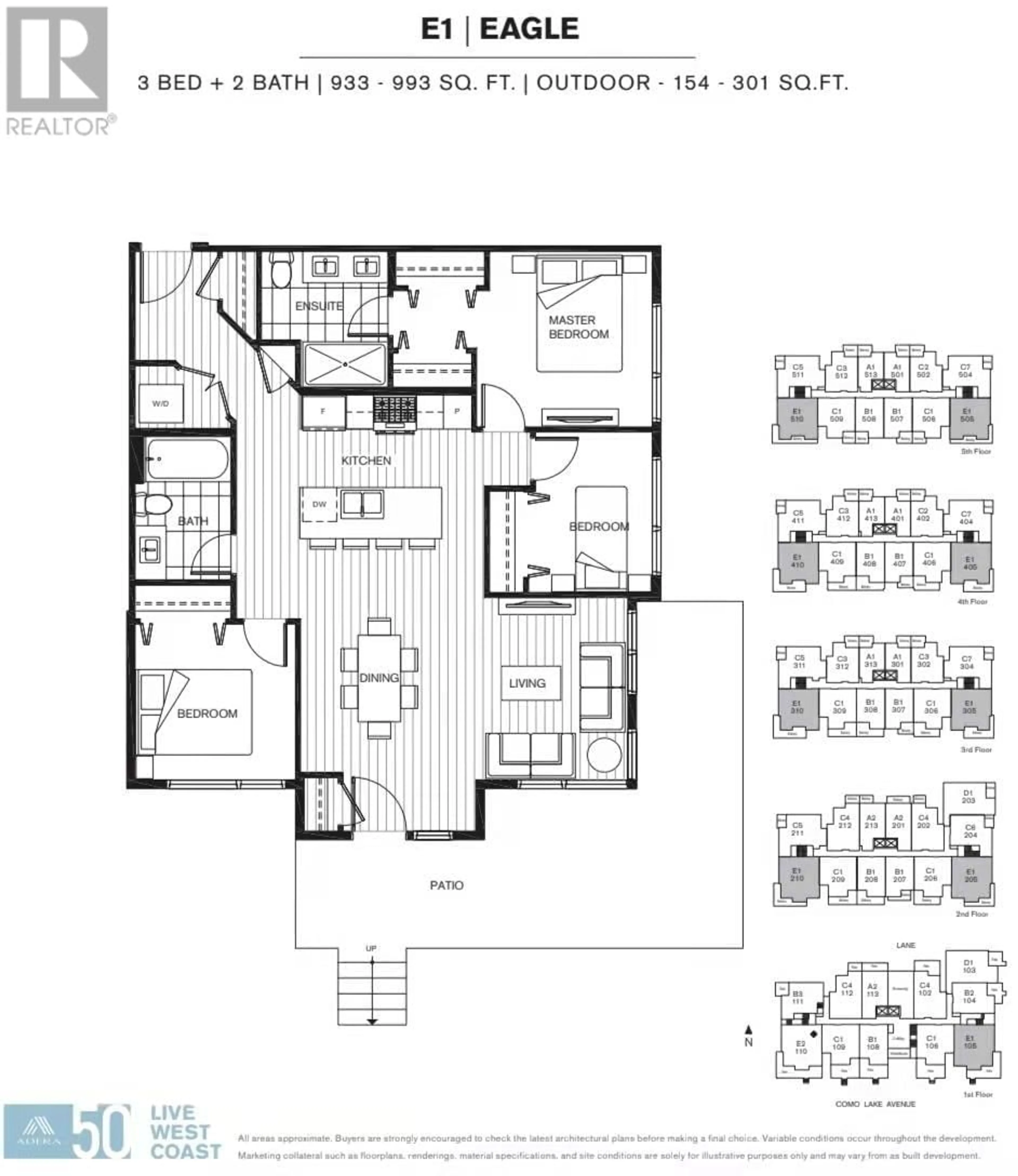 Floor plan for 510 - 707 COMO LAKE AVENUE, Coquitlam British Columbia V3J0J5