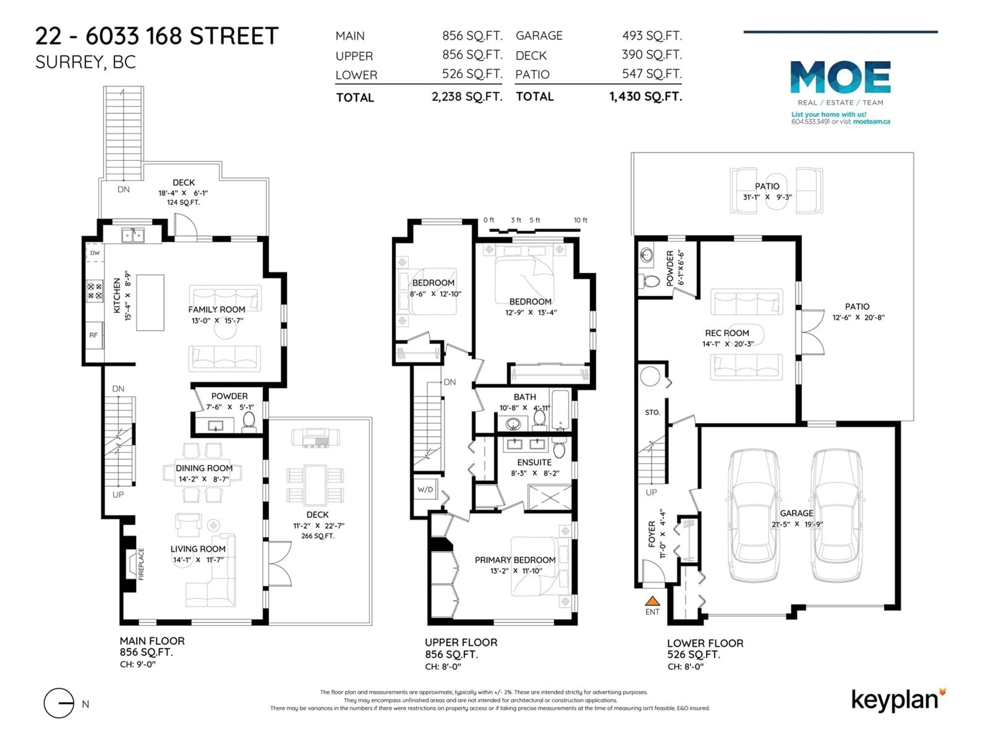 Floor plan for 22 - 6033 168, Surrey British Columbia V3S3X7