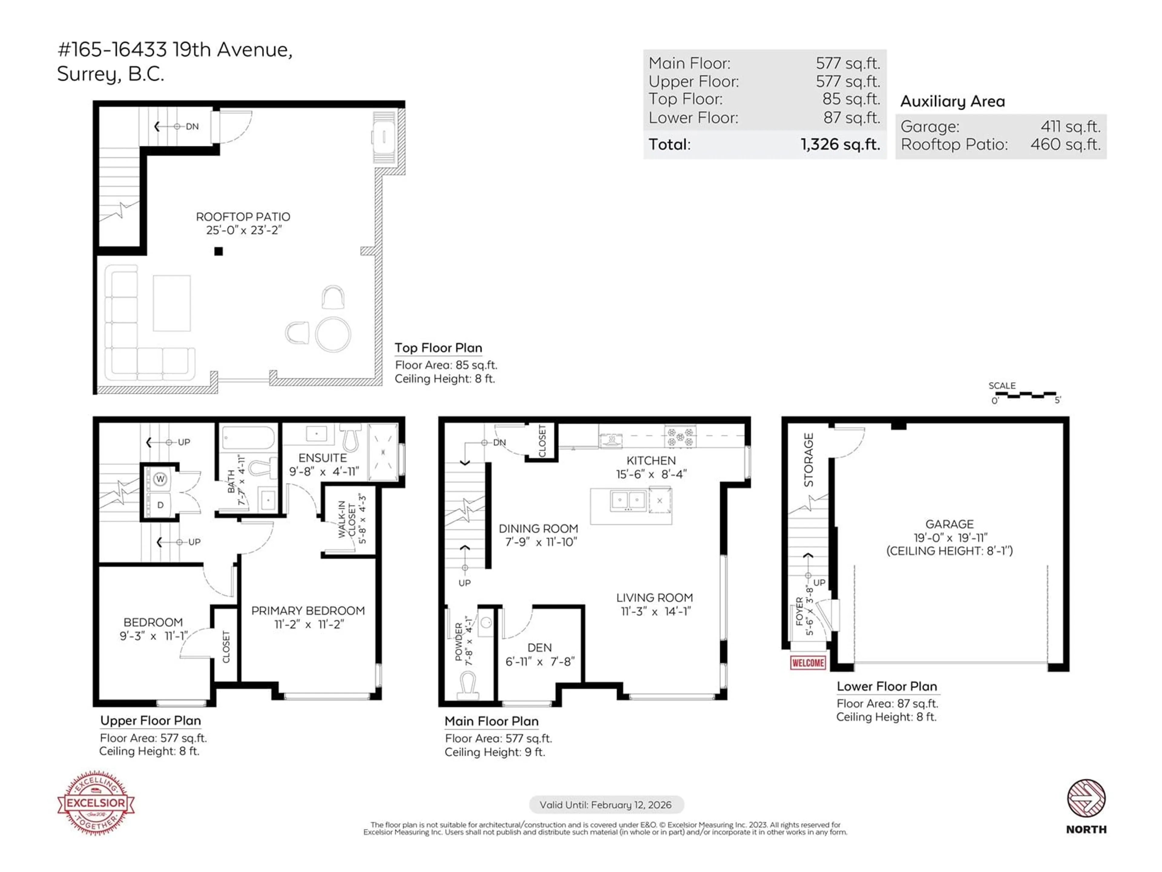 Floor plan for 165 - 16433 19, Surrey British Columbia V3Z0Z1