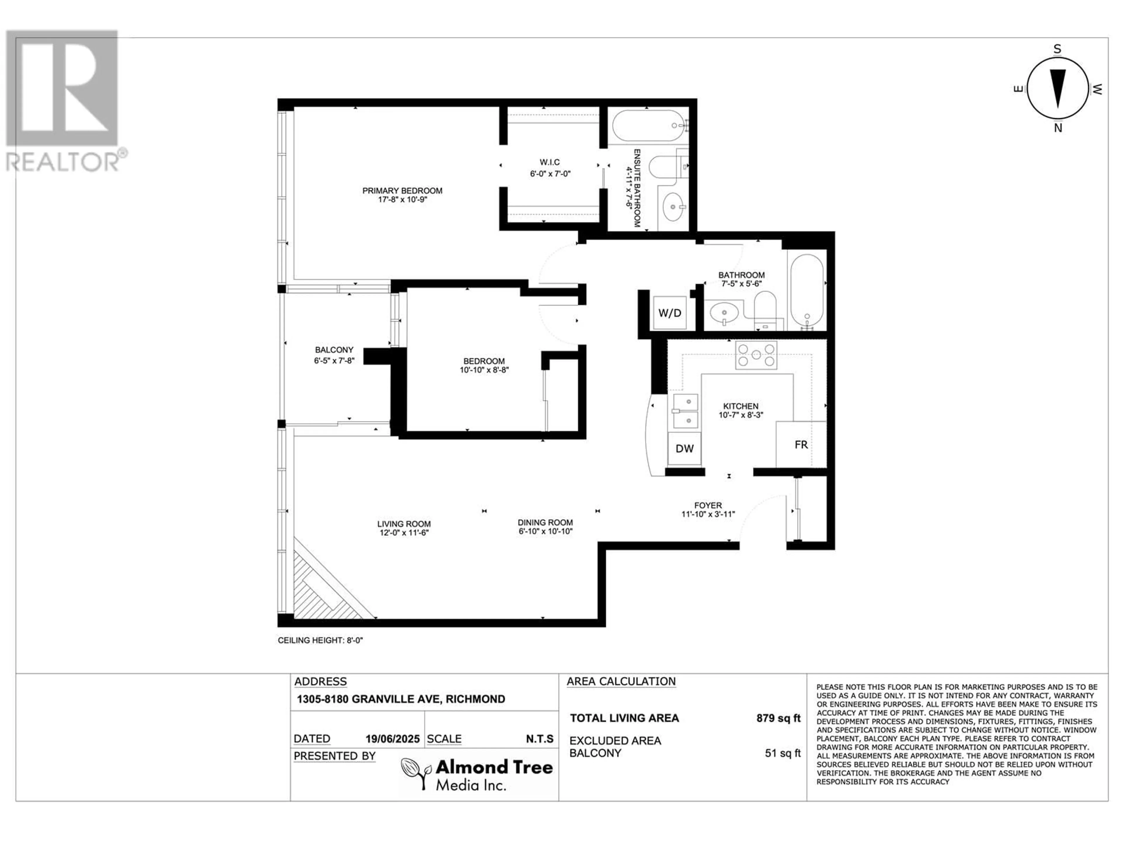 Floor plan for 1305 - 8180 GRANVILLE AVENUE, Richmond British Columbia V6Y4G1