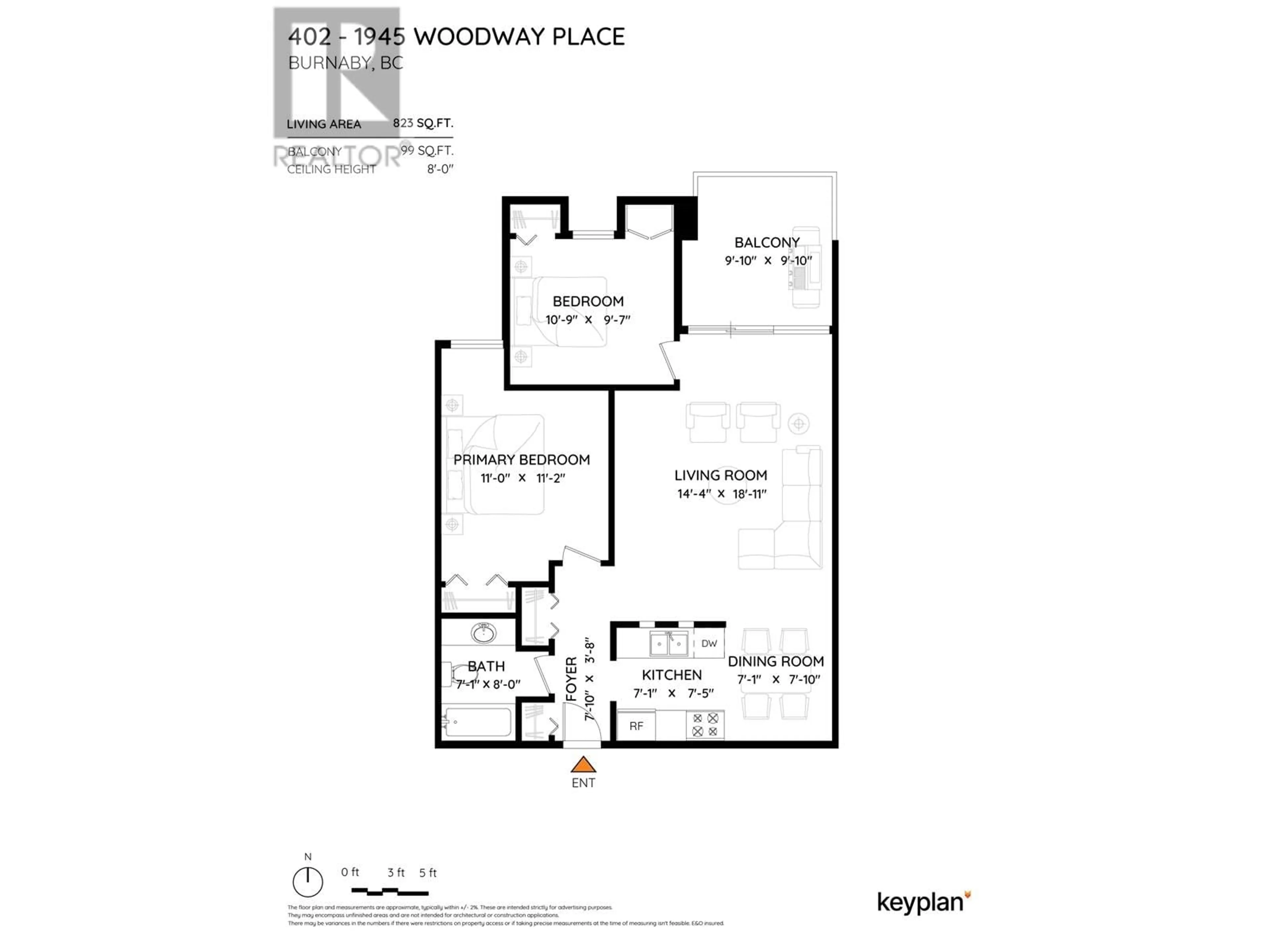 Floor plan for 402 - 1945 WOODWAY PLACE, Burnaby British Columbia V5B4S4