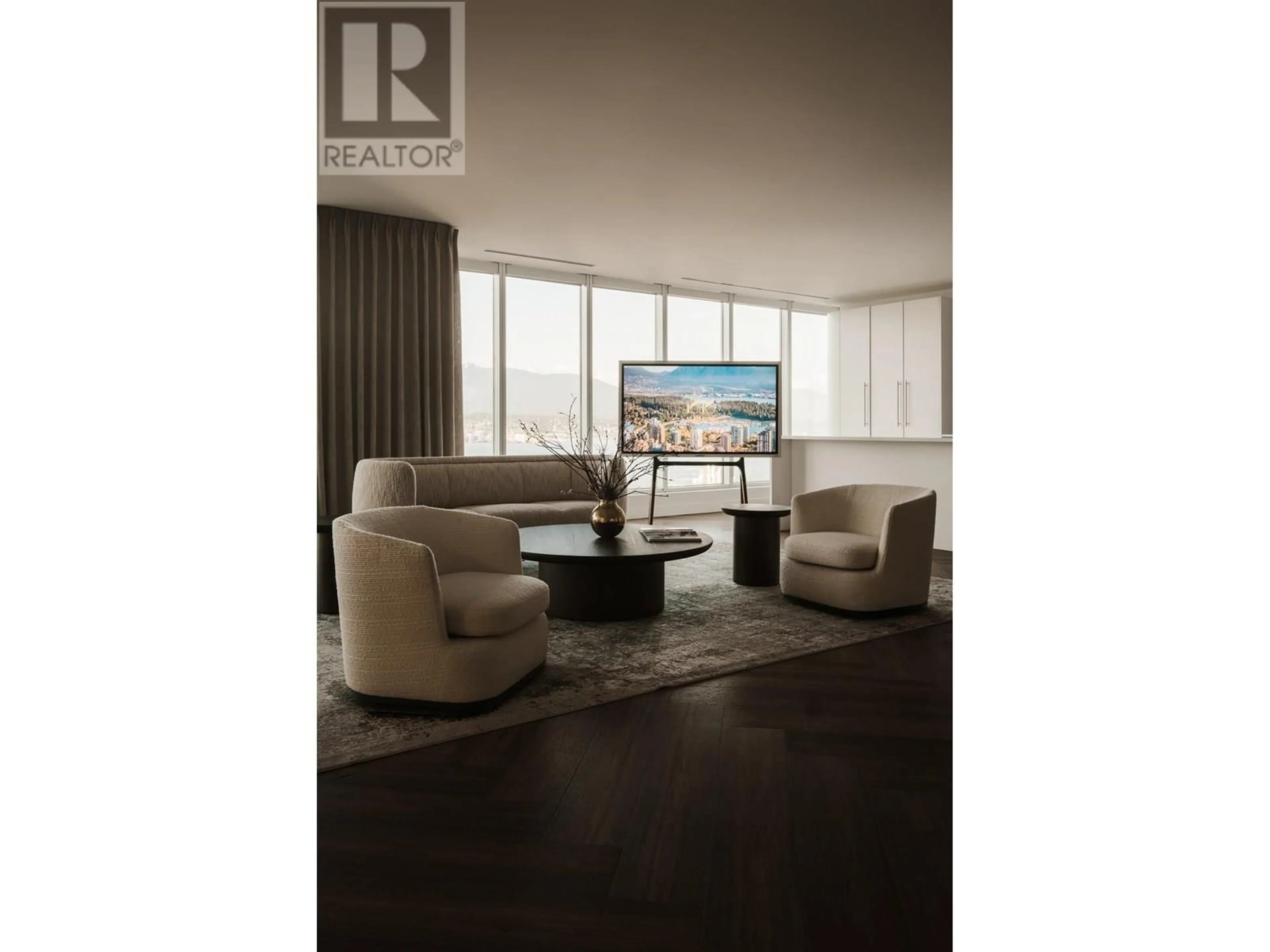 Living room with furniture, wood/laminate floor for 901 - 1818 ALBERNI STREET, Vancouver British Columbia V6G1B3