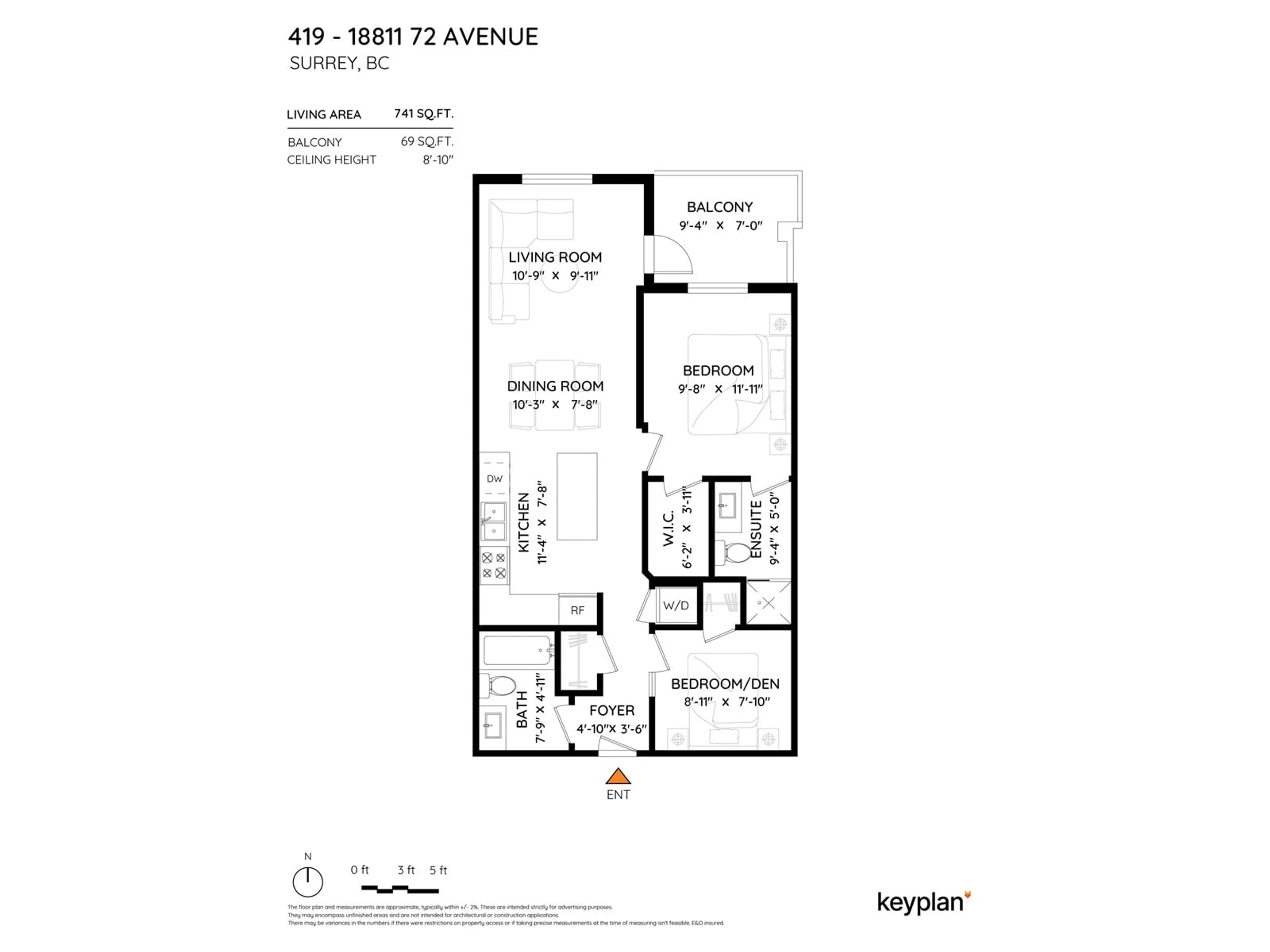 Floor plan for 419 - 18811 72, Surrey British Columbia V4N6W7