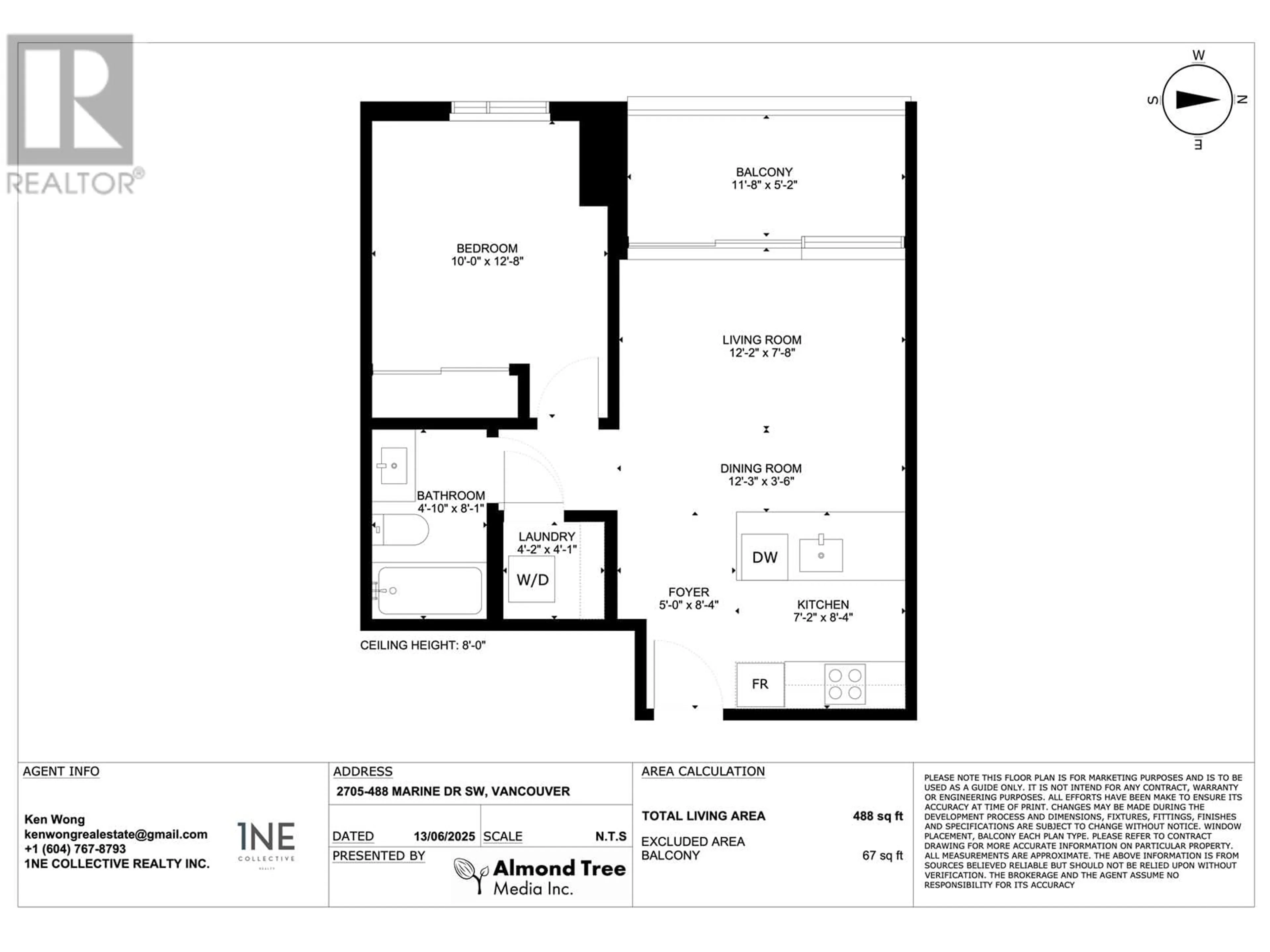 Floor plan for 2705 - 488 MARINE DRIVE, Vancouver British Columbia V5X0C6