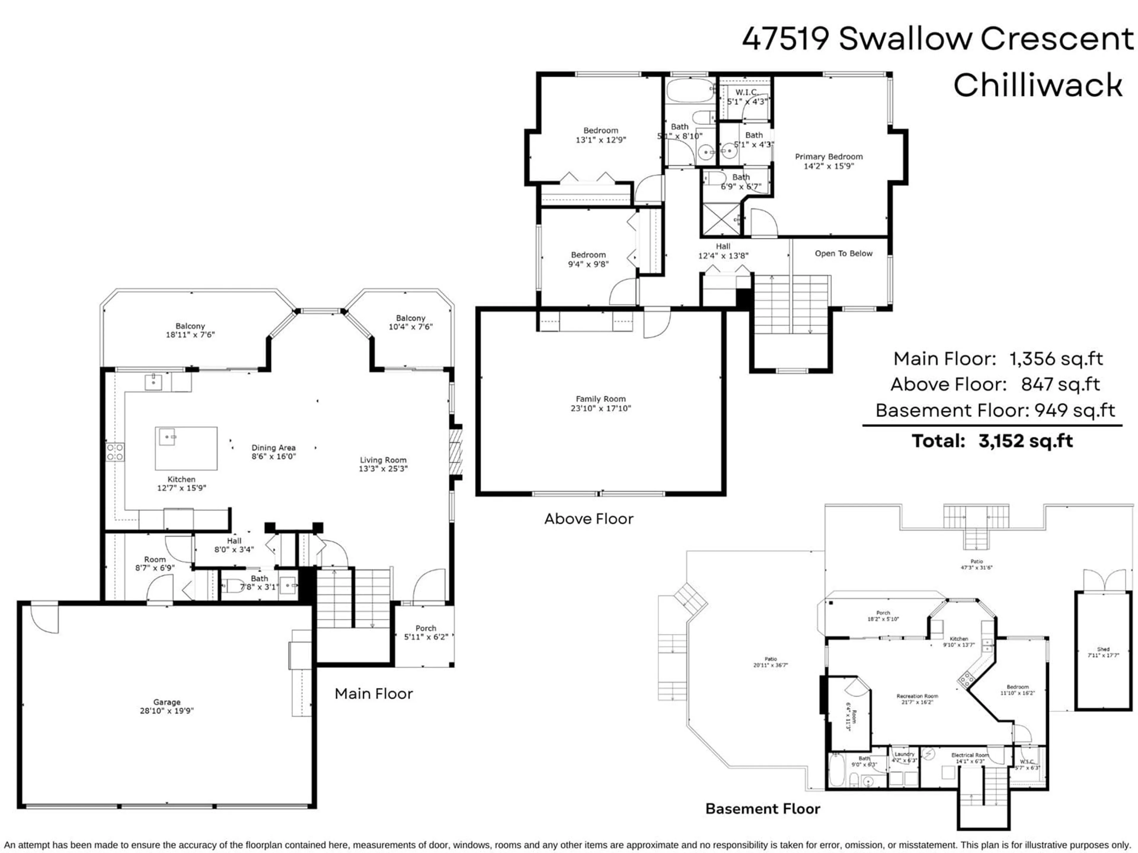 Floor plan for 47519 SWALLOW CRESCENT, Chilliwack British Columbia V2P7P8