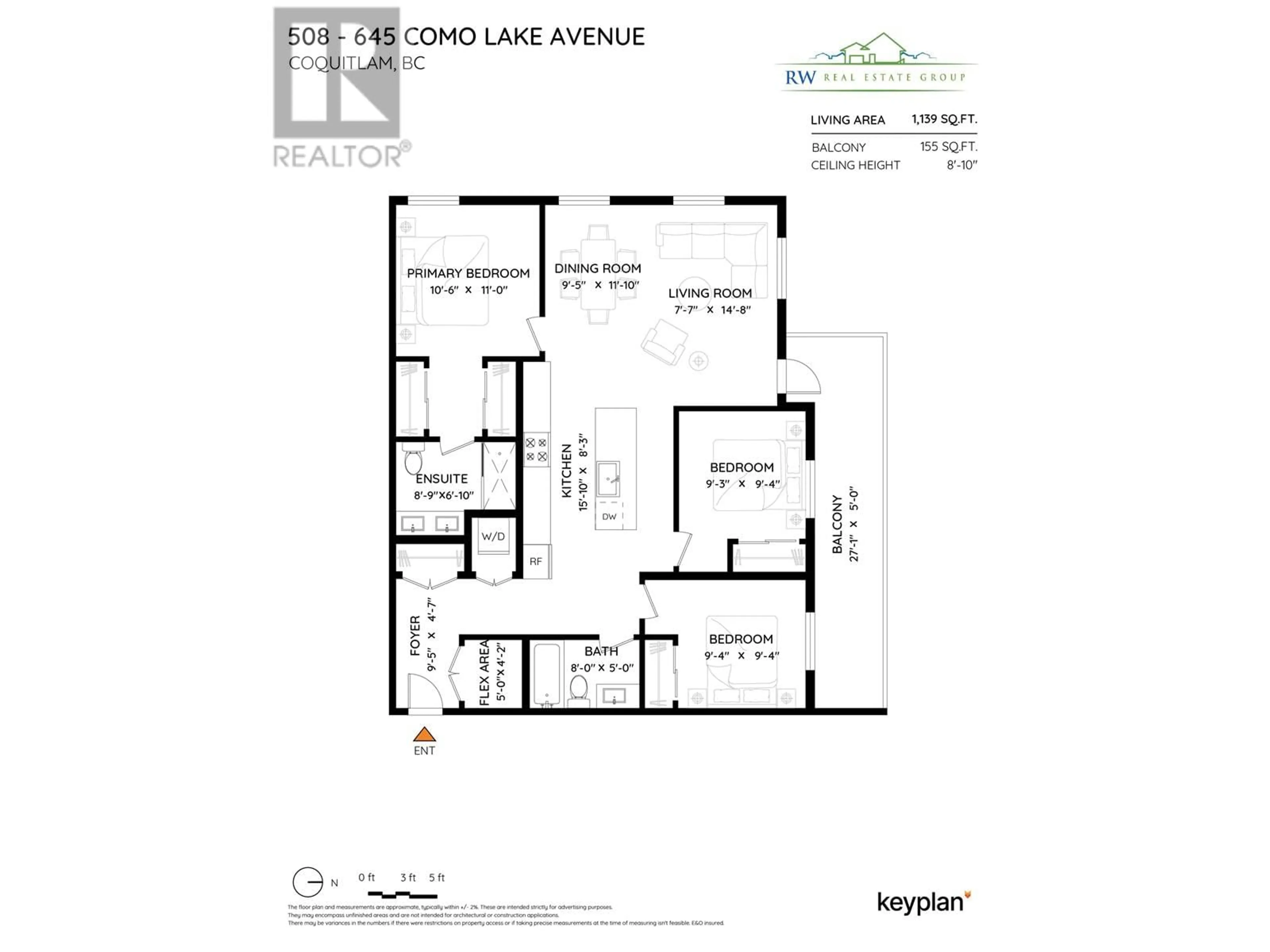 Floor plan for 508 - 645 COMO LAKE AVENUE, Coquitlam British Columbia V3J0N9