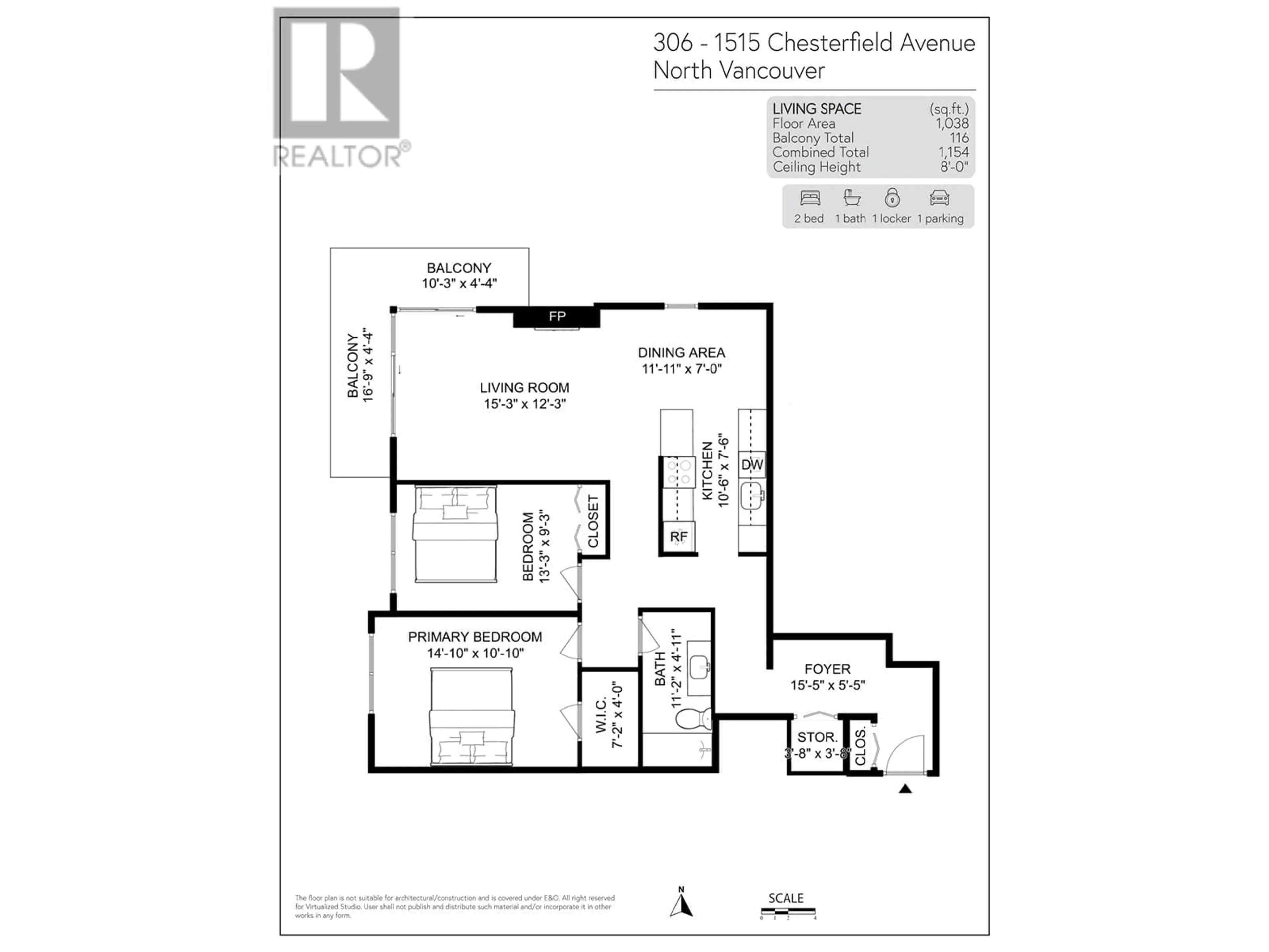 Floor plan for 306 - 1515 CHESTERFIELD AVENUE, North Vancouver British Columbia V7M2N5