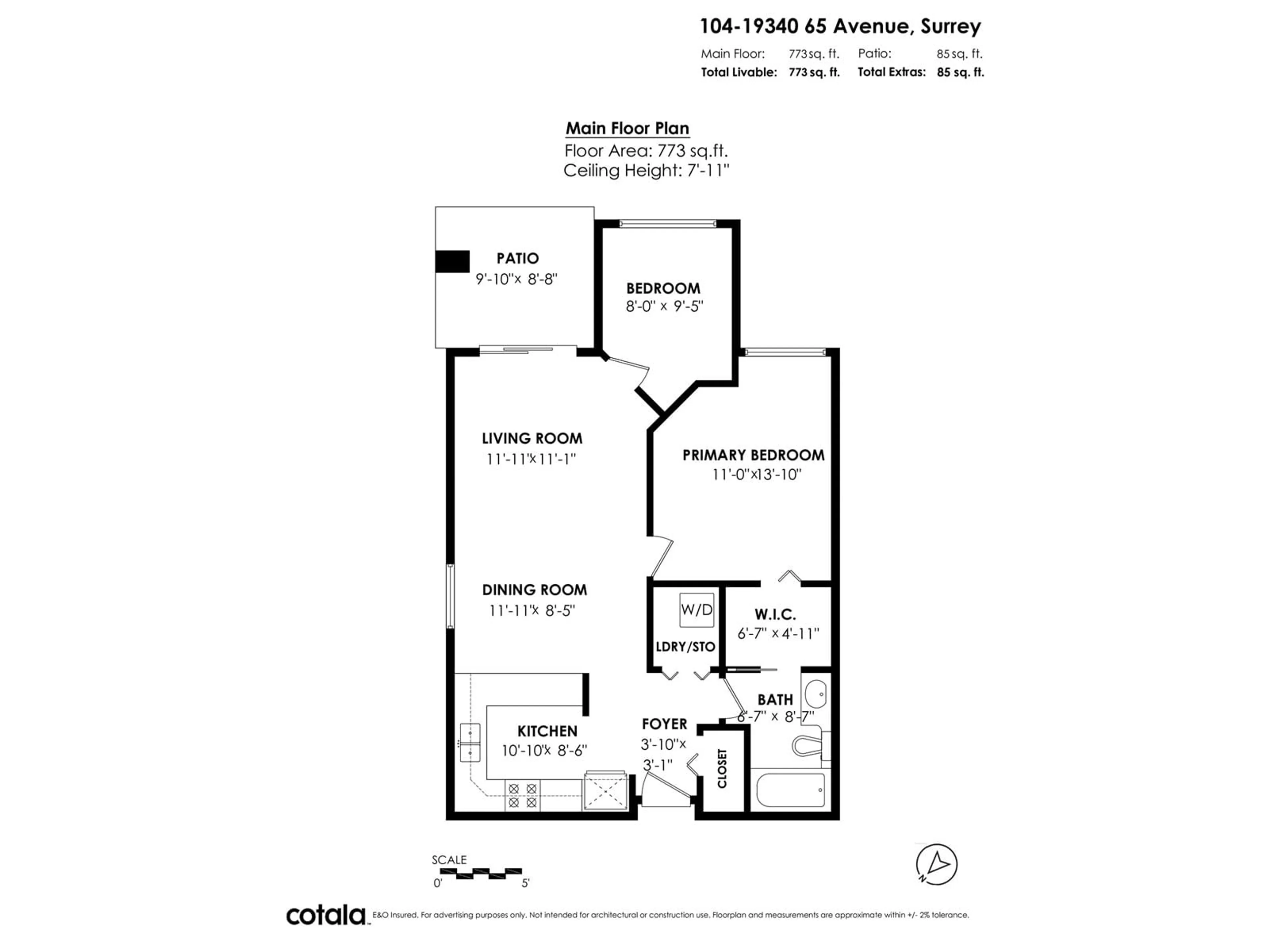 Floor plan for 104 - 19340 65, Surrey British Columbia V4N0A3