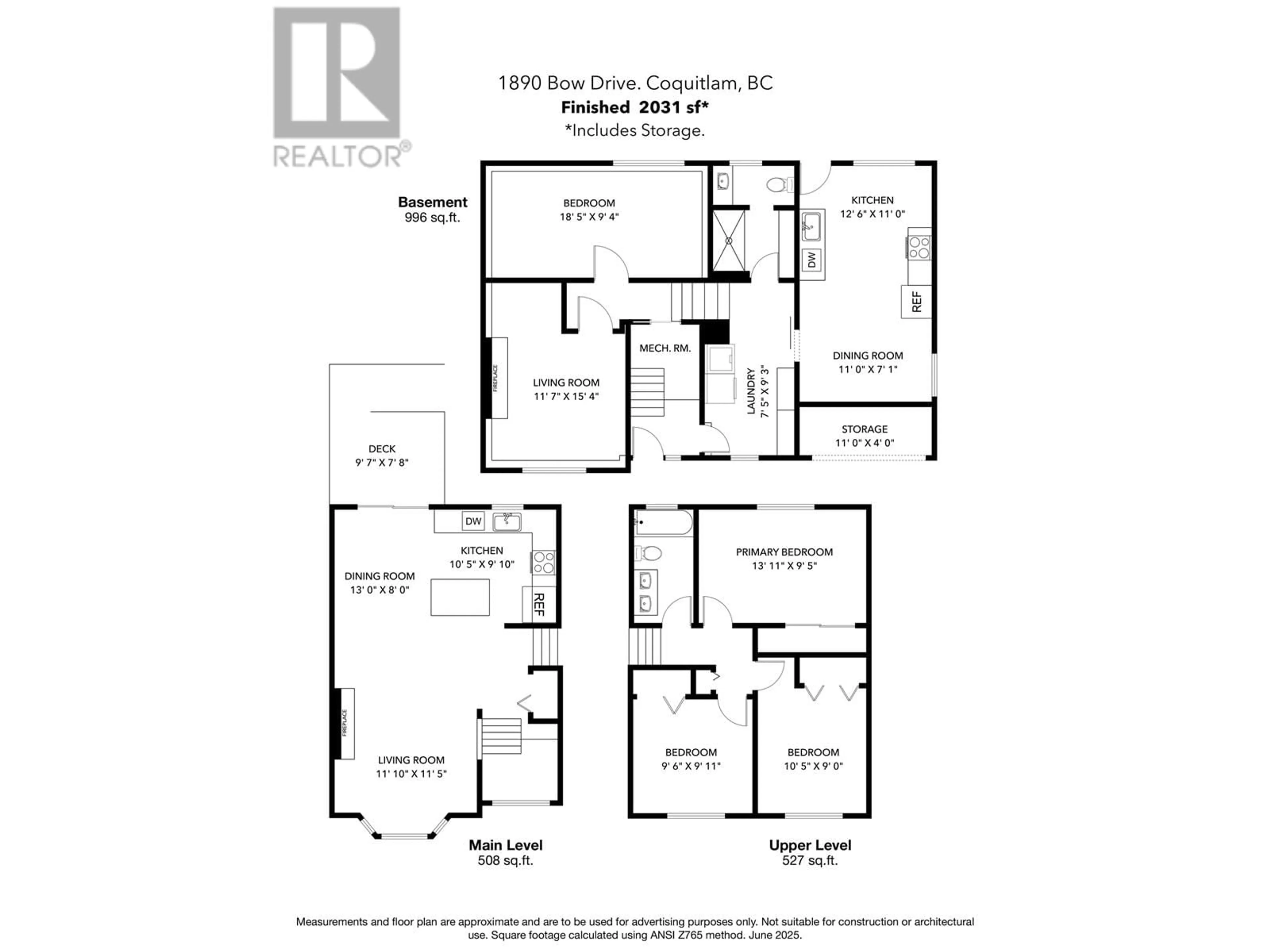Floor plan for 1890 BOW DRIVE, Coquitlam British Columbia V3E1P6