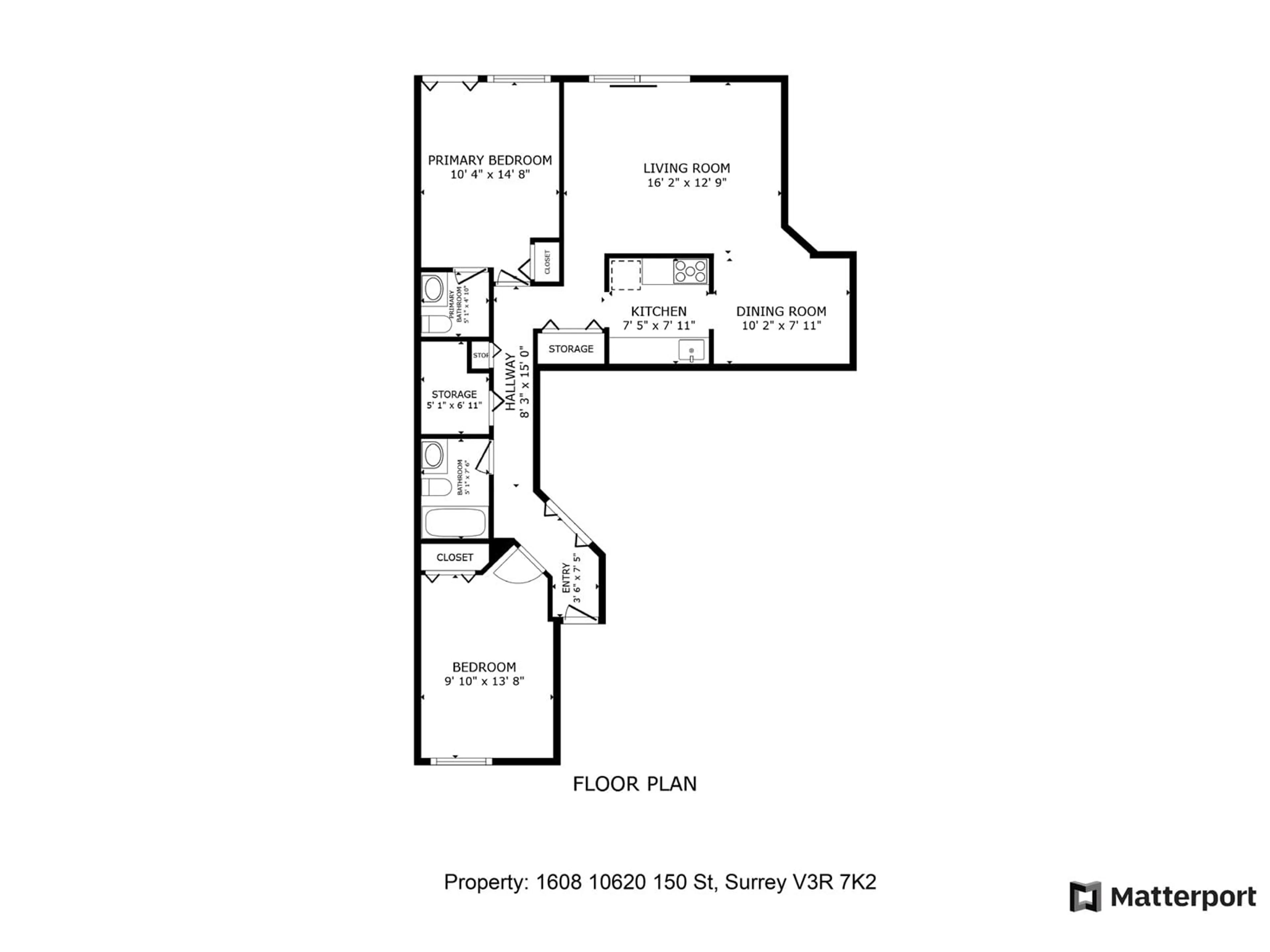 Floor plan for 1608 - 10620 150, Surrey British Columbia V3R7K2