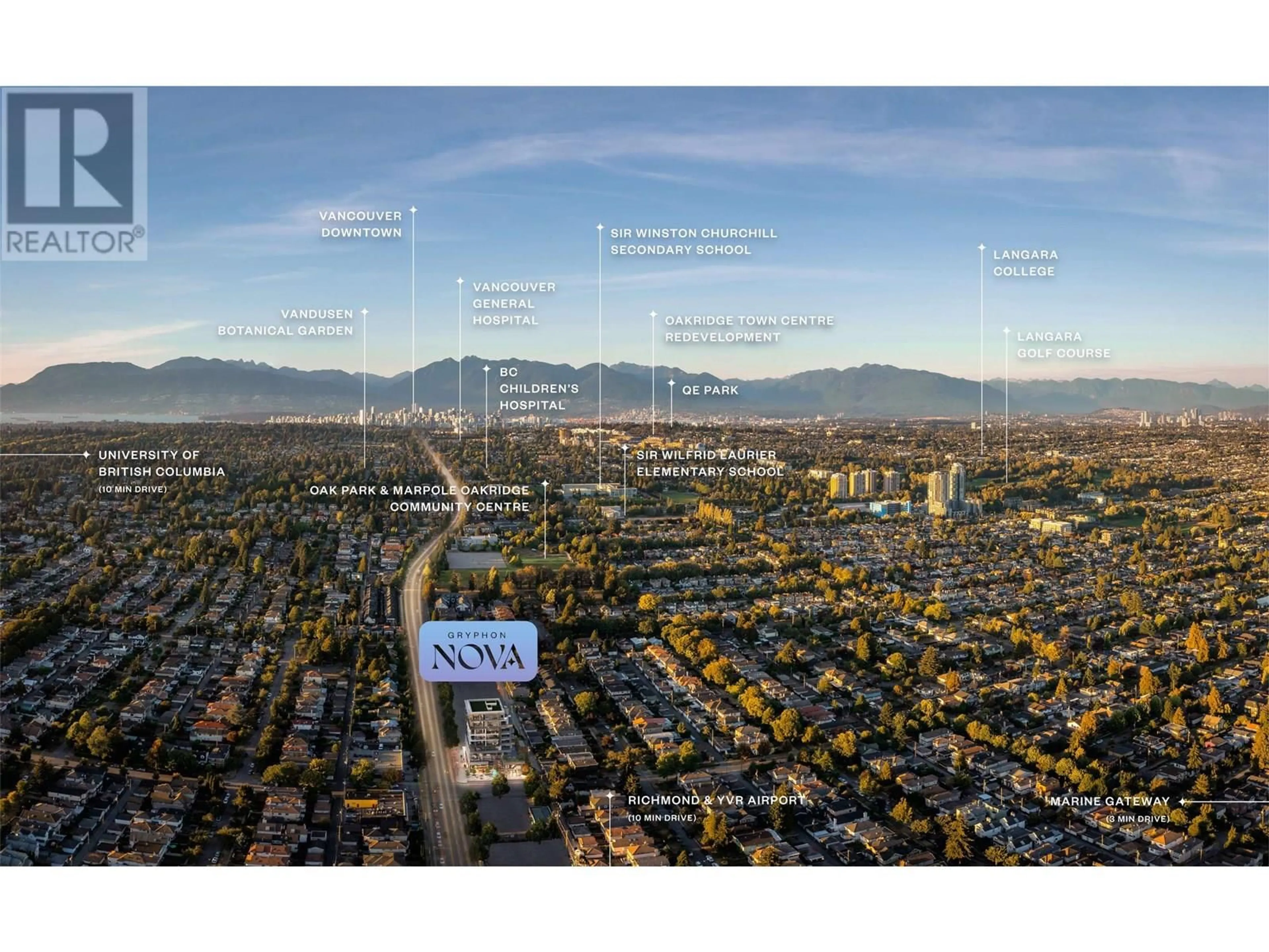 A pic from outside/outdoor area/front of a property/back of a property/a pic from drone, mountain view for 605 - 989 67TH AVENUE, Vancouver British Columbia V6P4B1