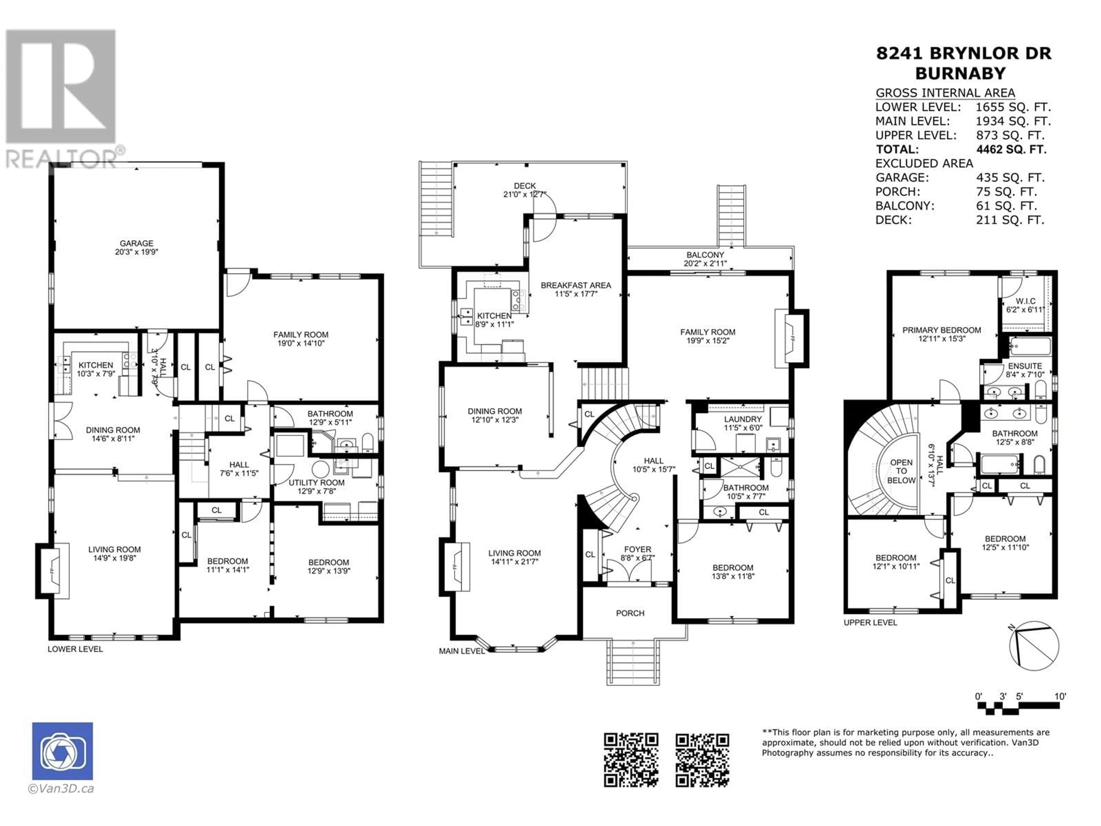 Floor plan for 8241 BRYNLOR DRIVE, Burnaby British Columbia V5E4E2