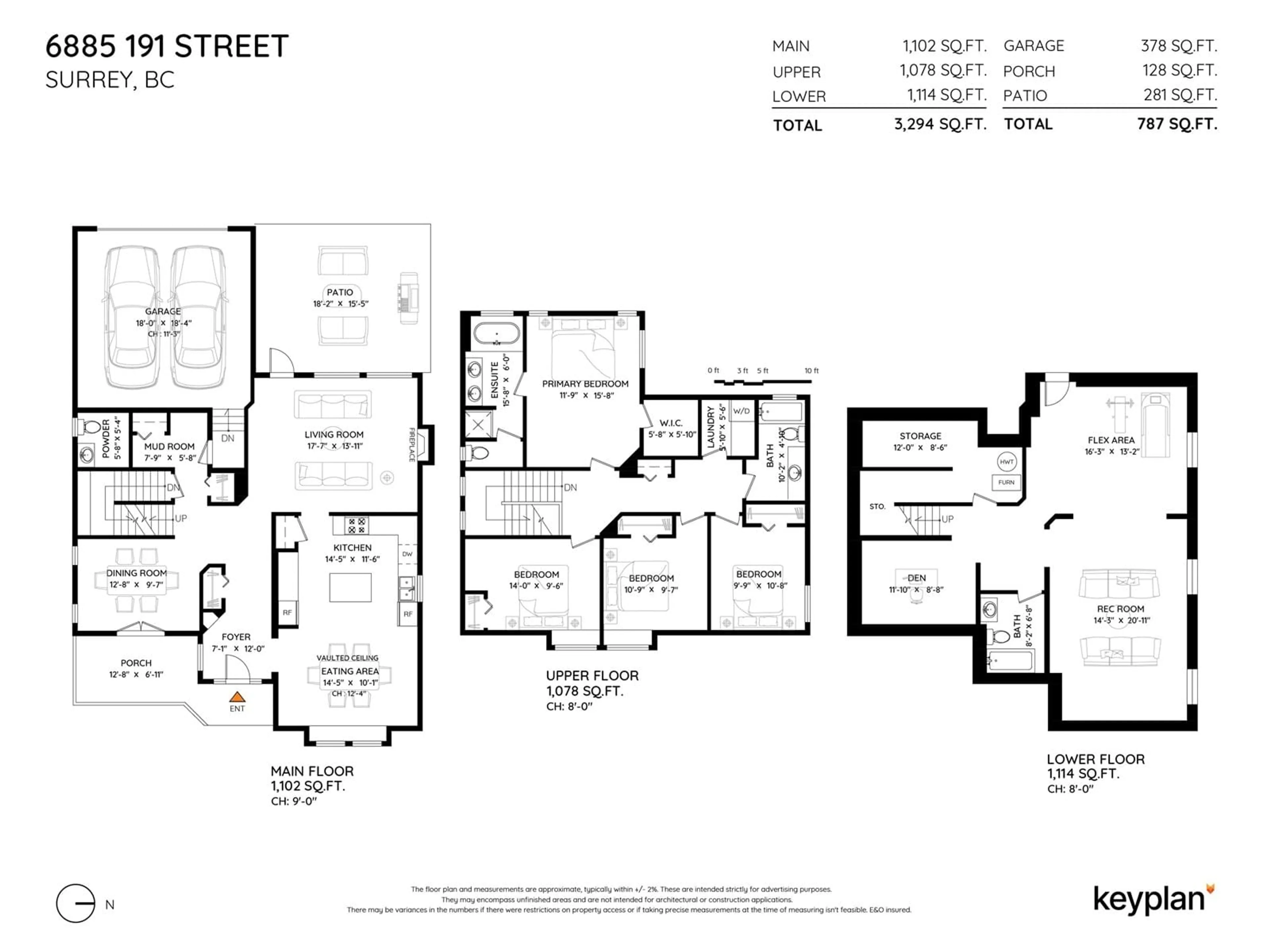 Floor plan for 6885 191, Surrey British Columbia V4N5P5