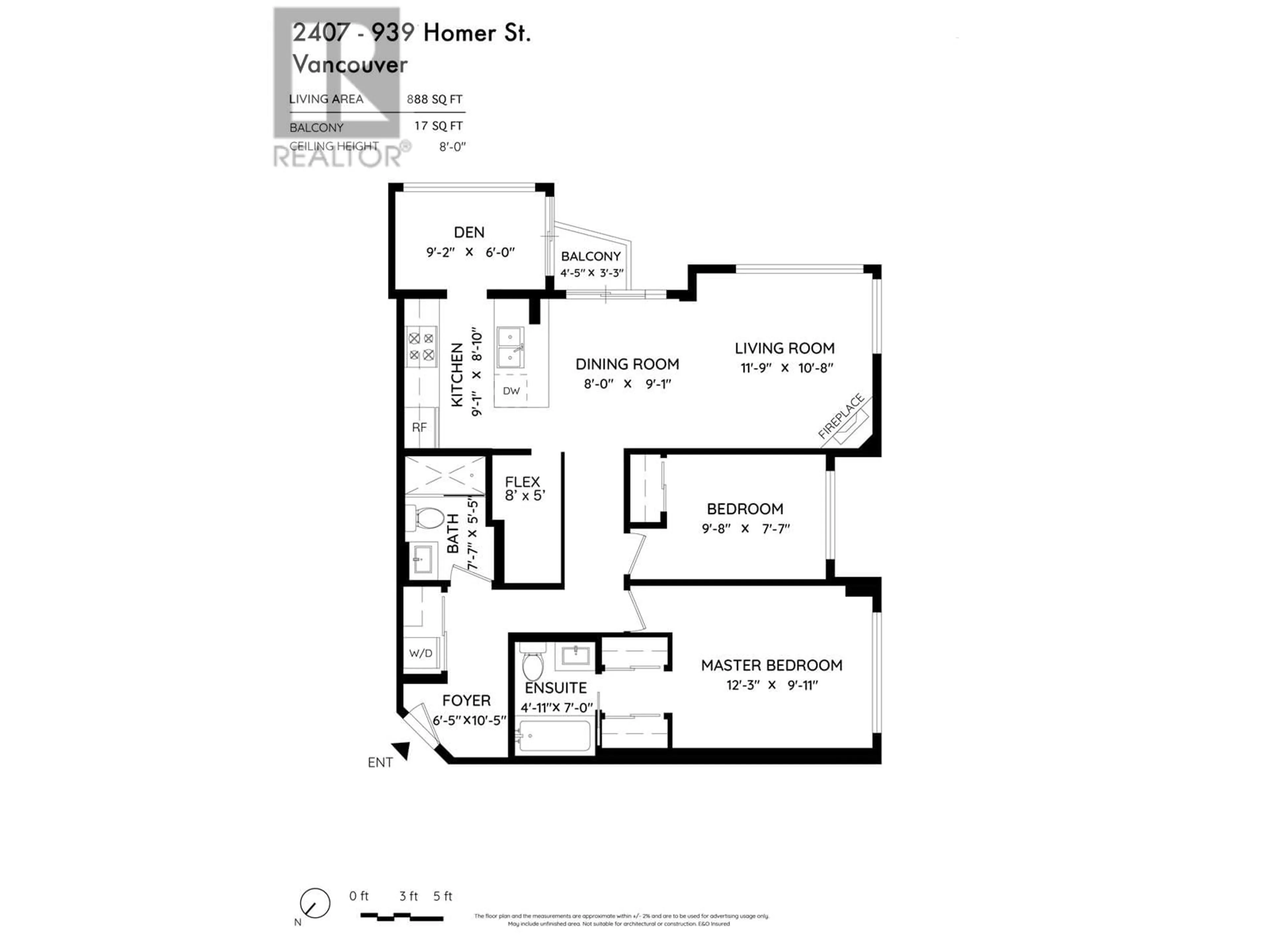 Floor plan for 2407 - 939 HOMER STREET, Vancouver British Columbia V6B2W6