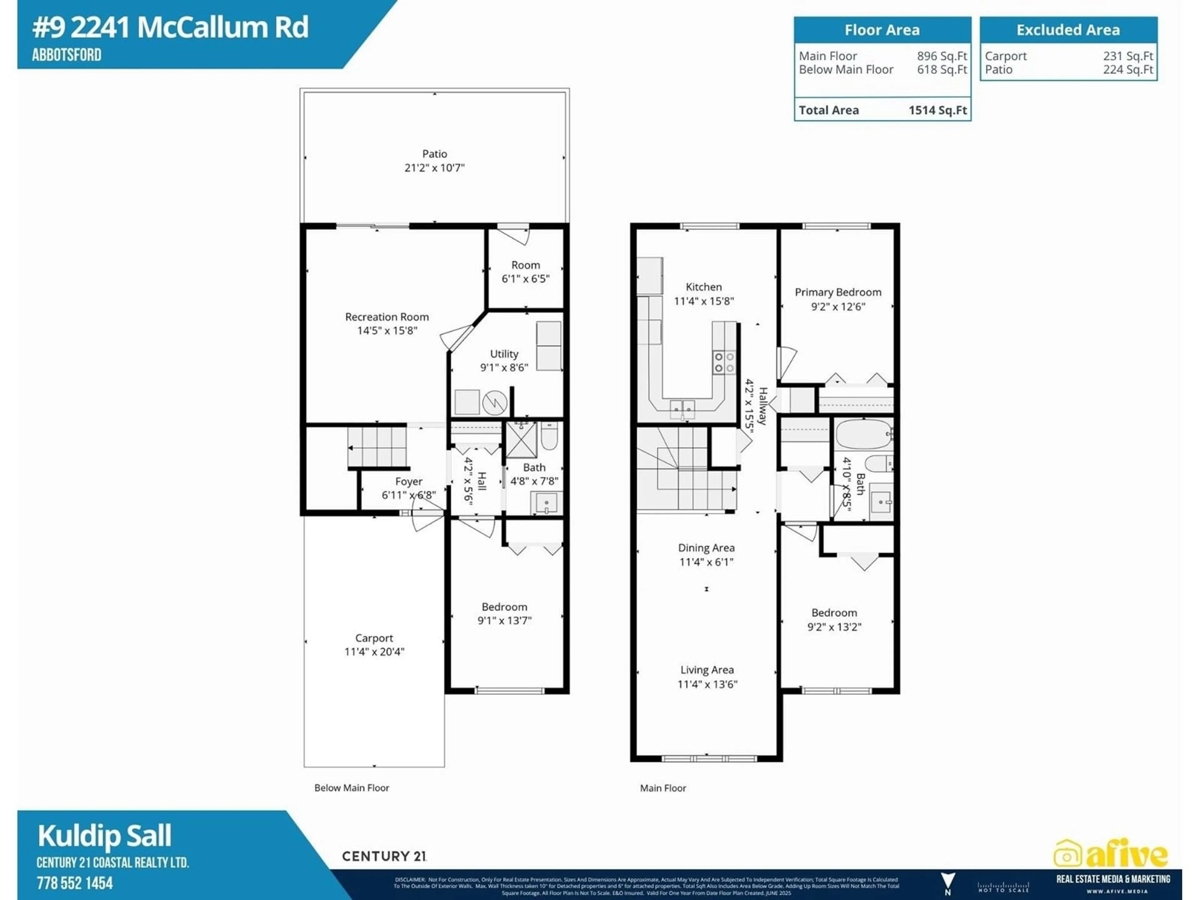 Floor plan for 9 - 2241 MCCALLUM, Abbotsford British Columbia V2S3N7
