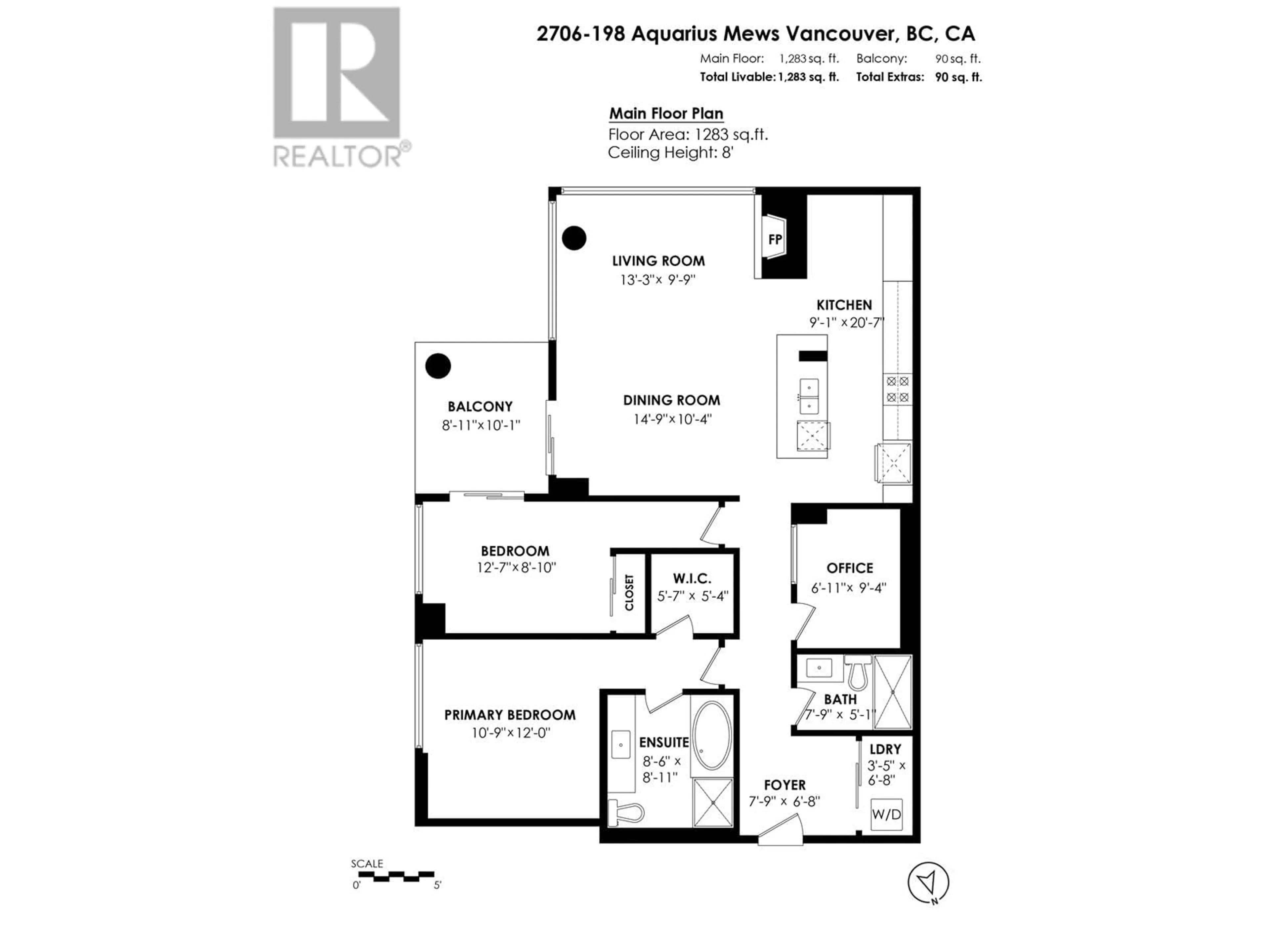 Floor plan for 2706 - 198 AQUARIUS MEWS, Vancouver British Columbia V6Z2Y4