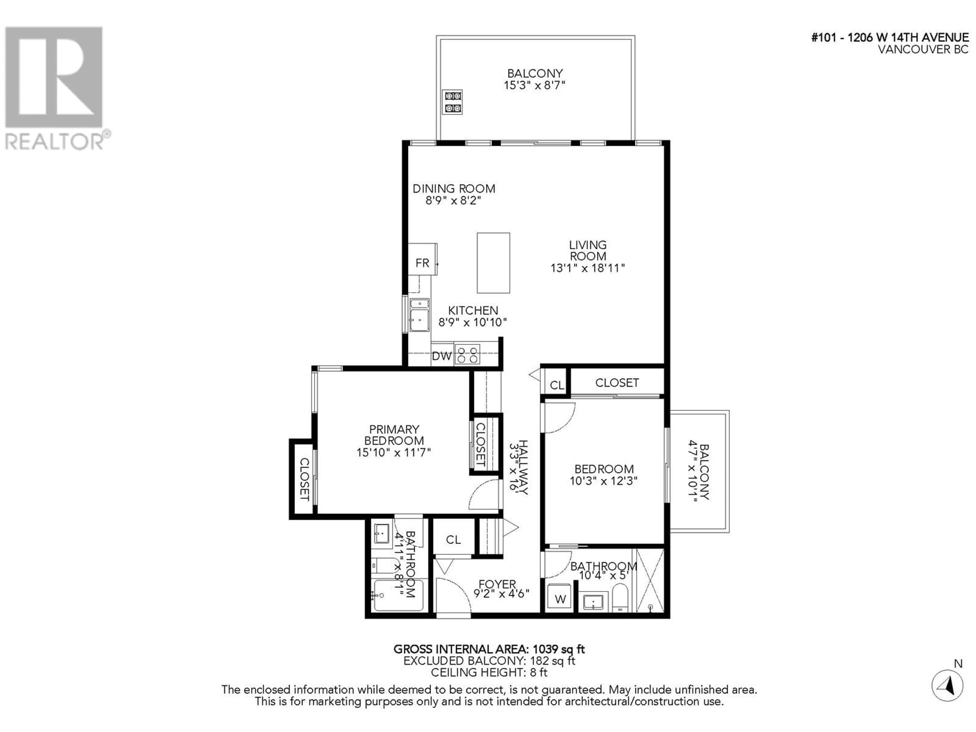 Floor plan for 101 - 1206 14TH AVENUE, Vancouver British Columbia V6H1P9