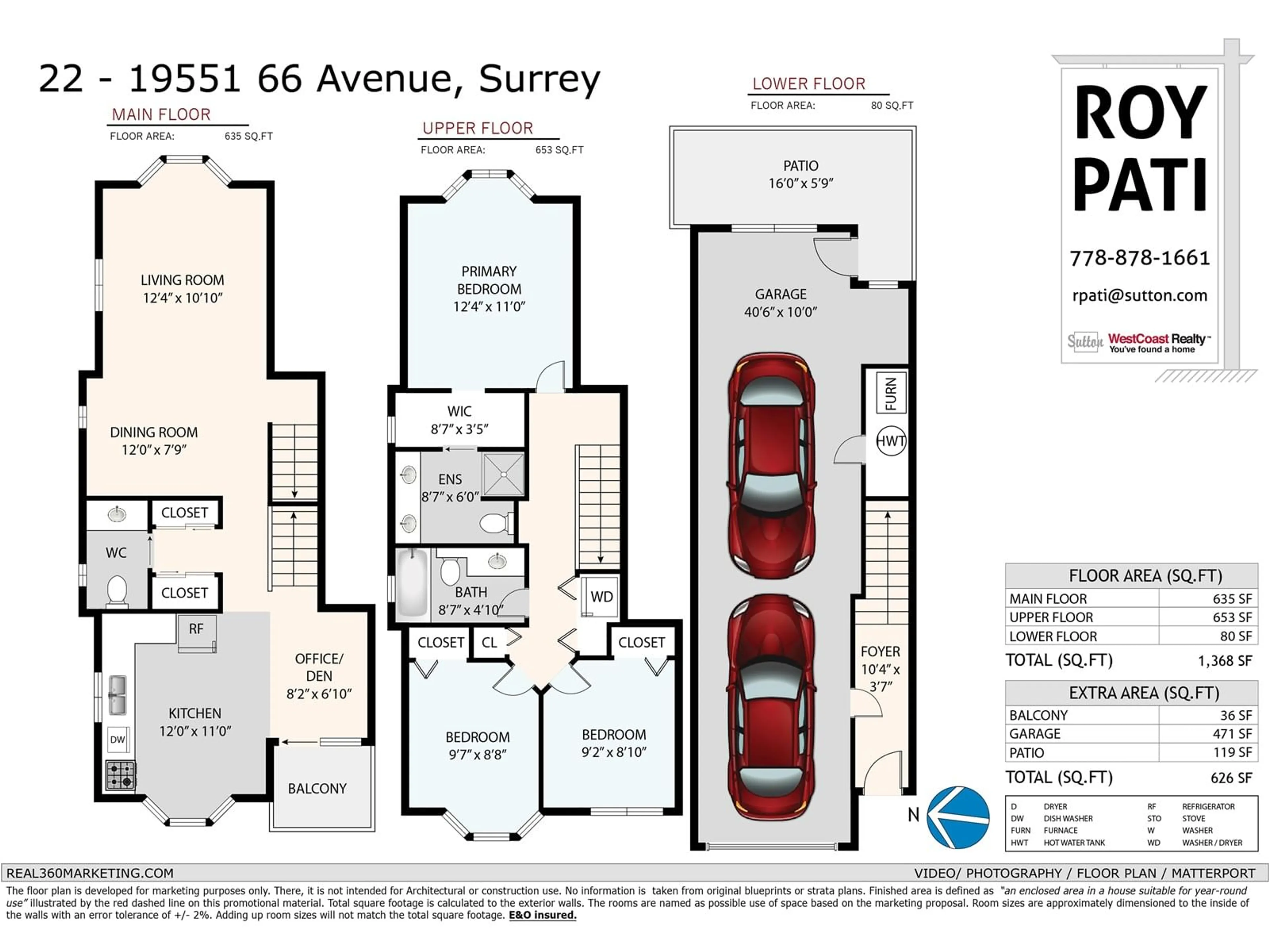 Floor plan for 22 - 19551 66, Surrey British Columbia V4N0Z5