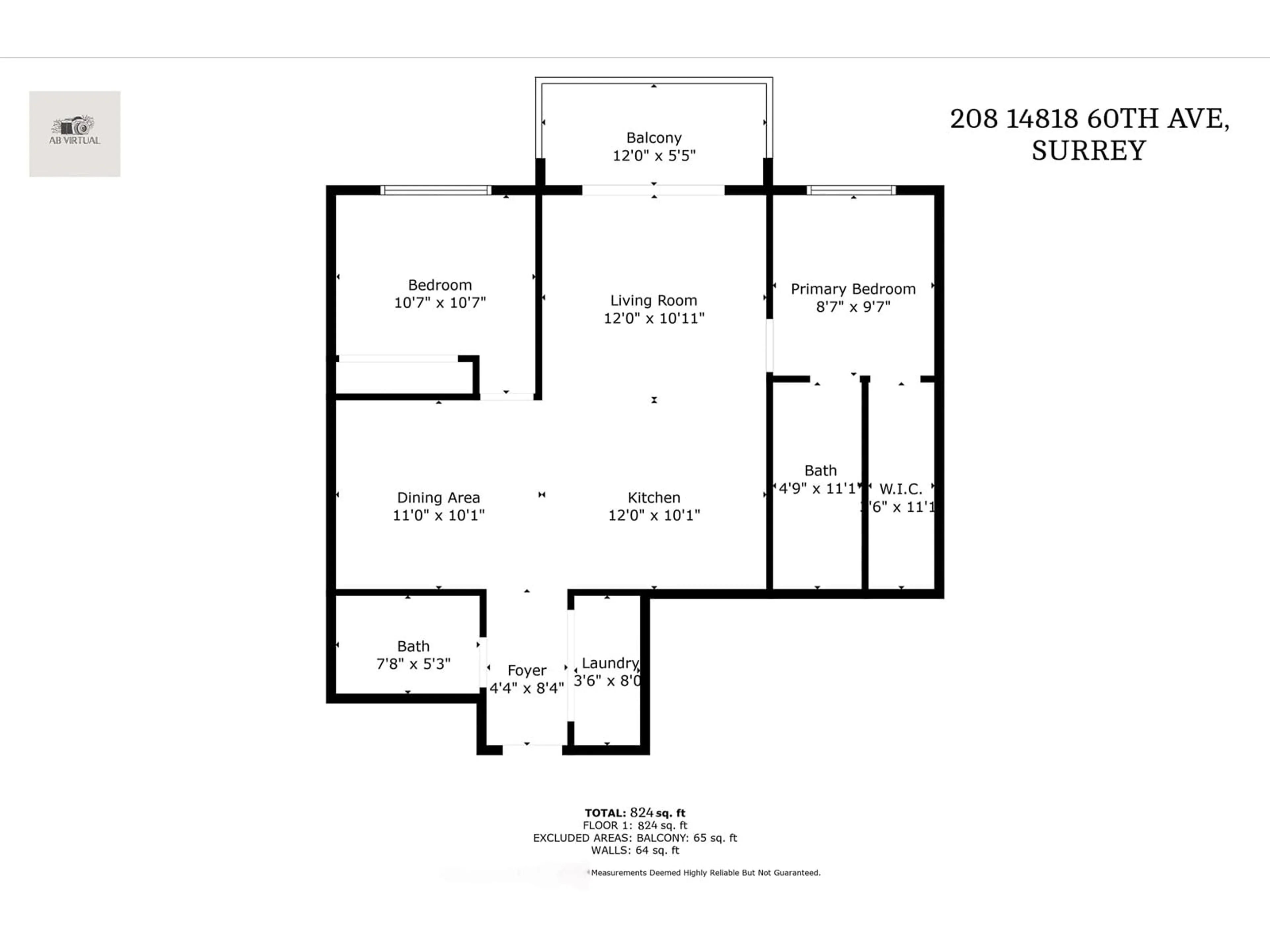 Floor plan for 208 - 14818 60, Surrey British Columbia V3S0B5