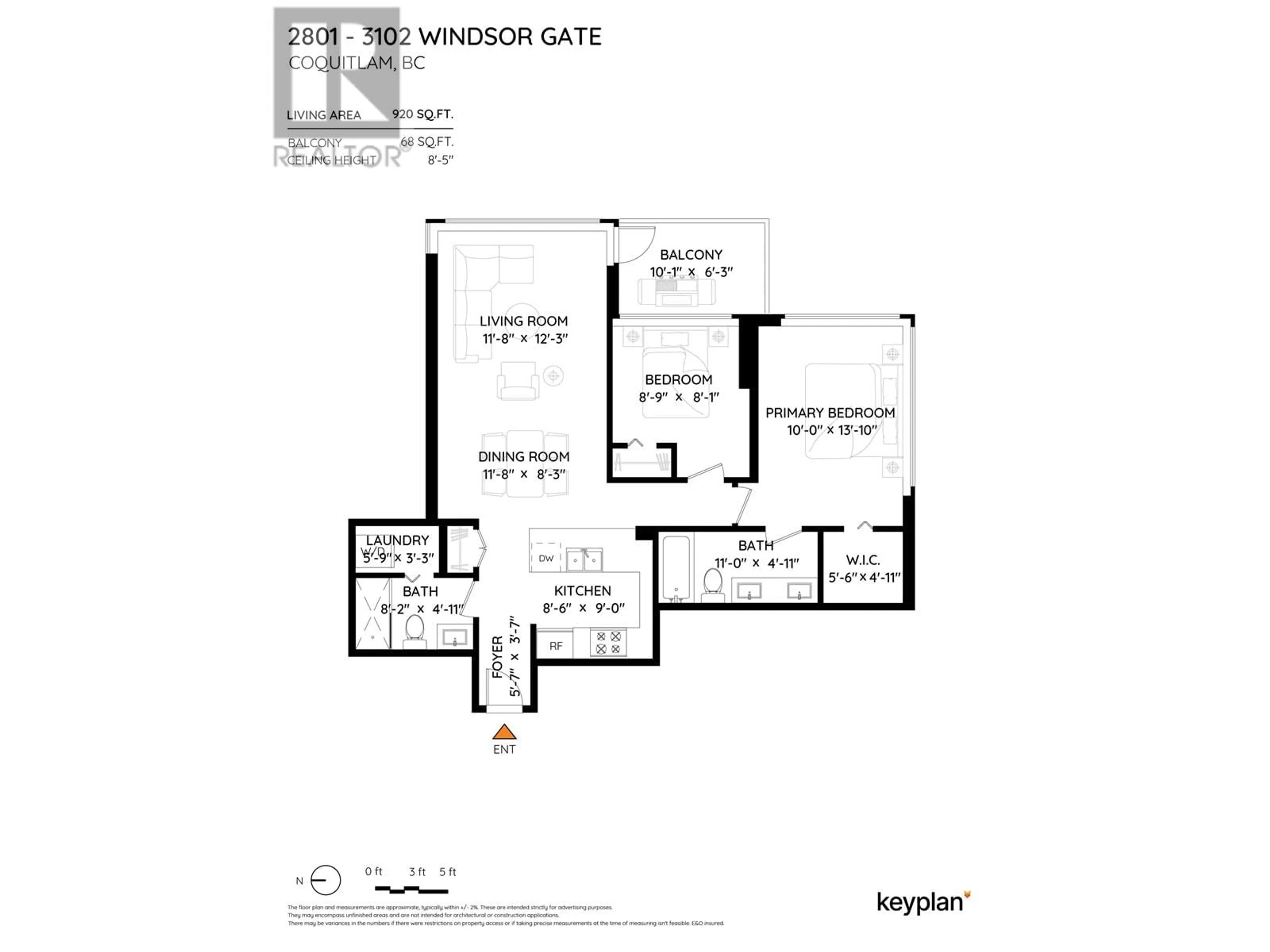 Floor plan for 2801 - 3102 WINDSOR GATE, Coquitlam British Columbia V3B0J3