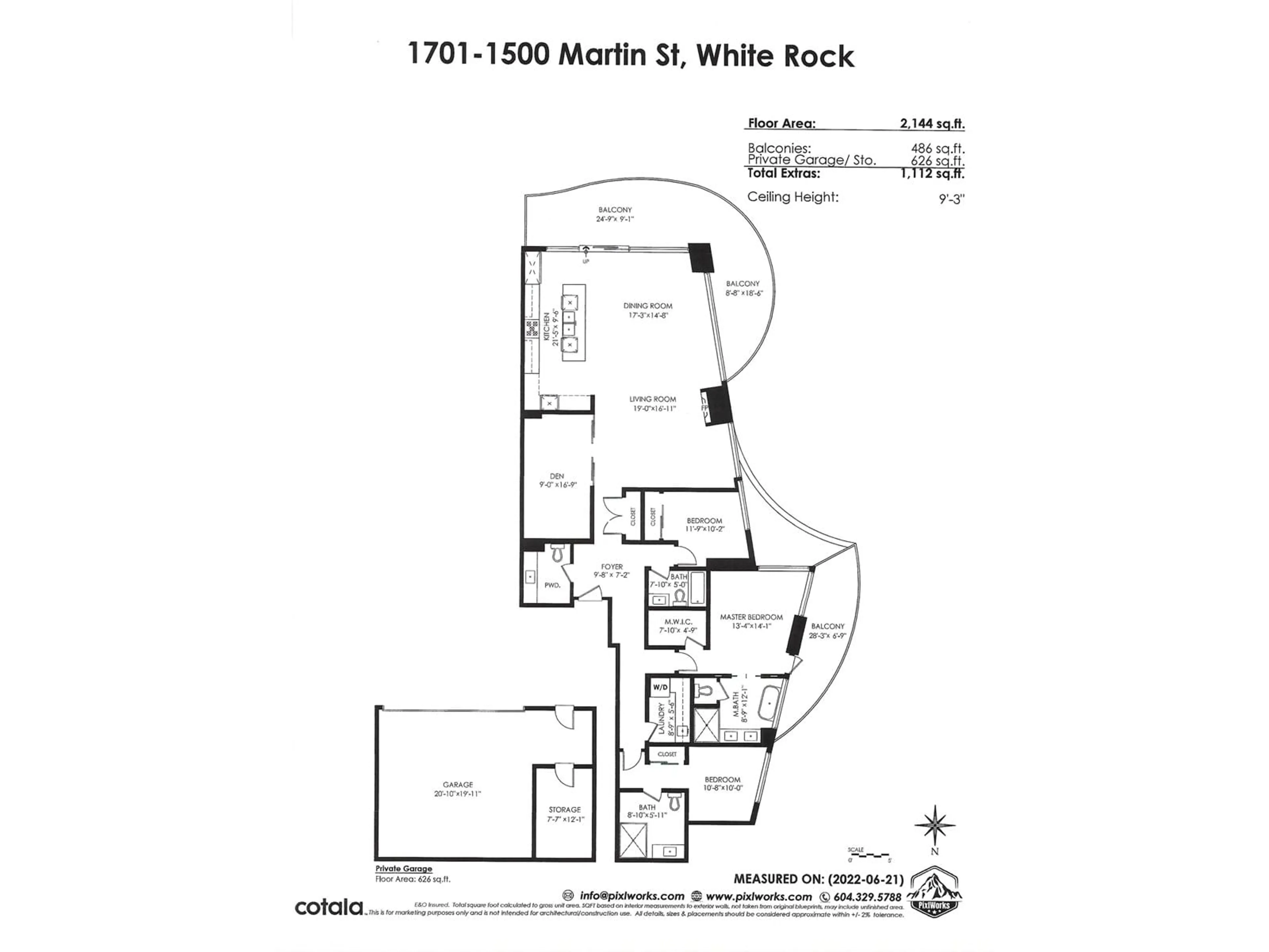 Floor plan for 1701 - 1500 MARTIN, White Rock British Columbia V3Z2L5