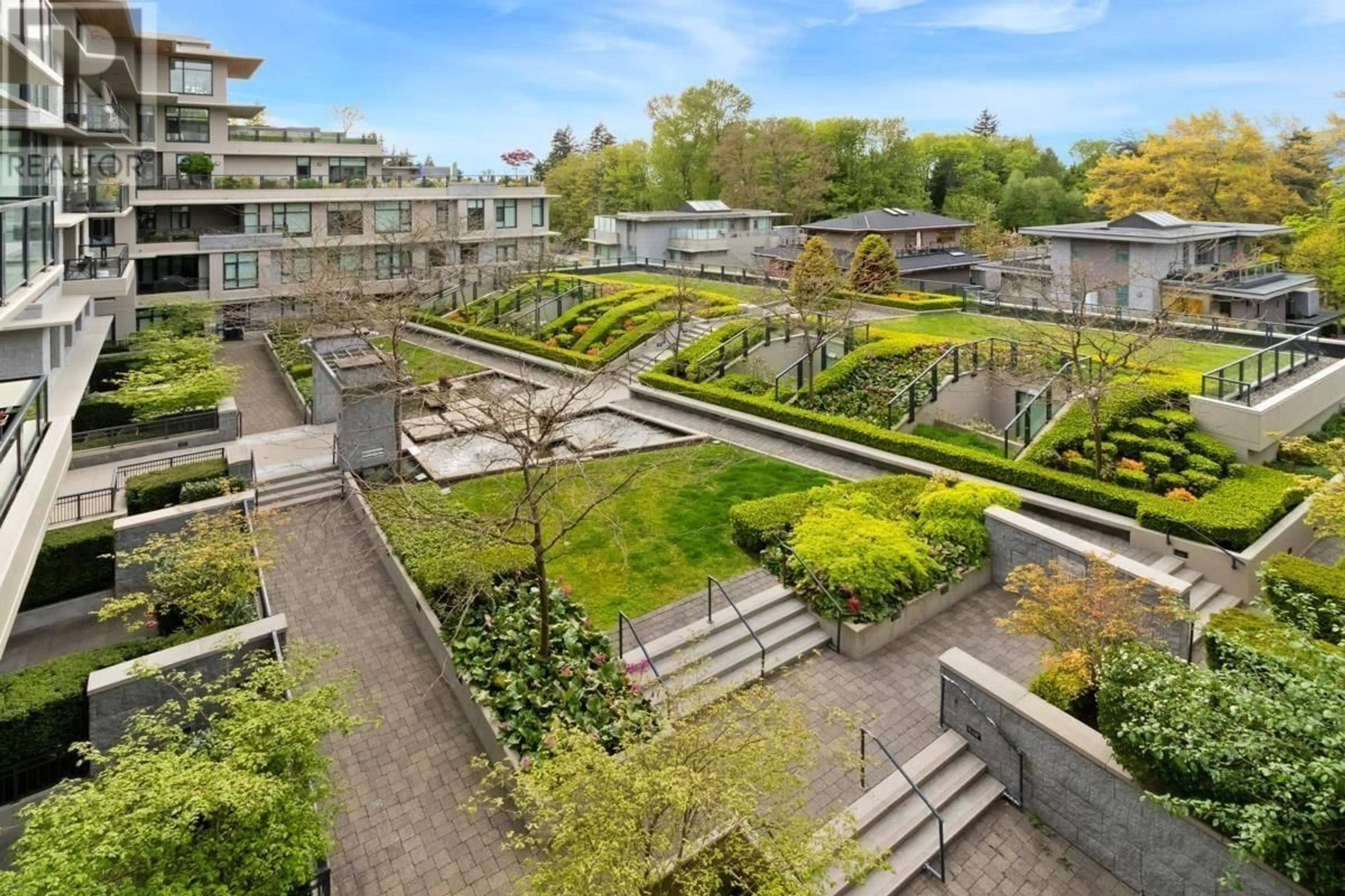 Patio, city buildings view from balcony for 406 - 5989 IONA DRIVE, Vancouver British Columbia V6T2L7