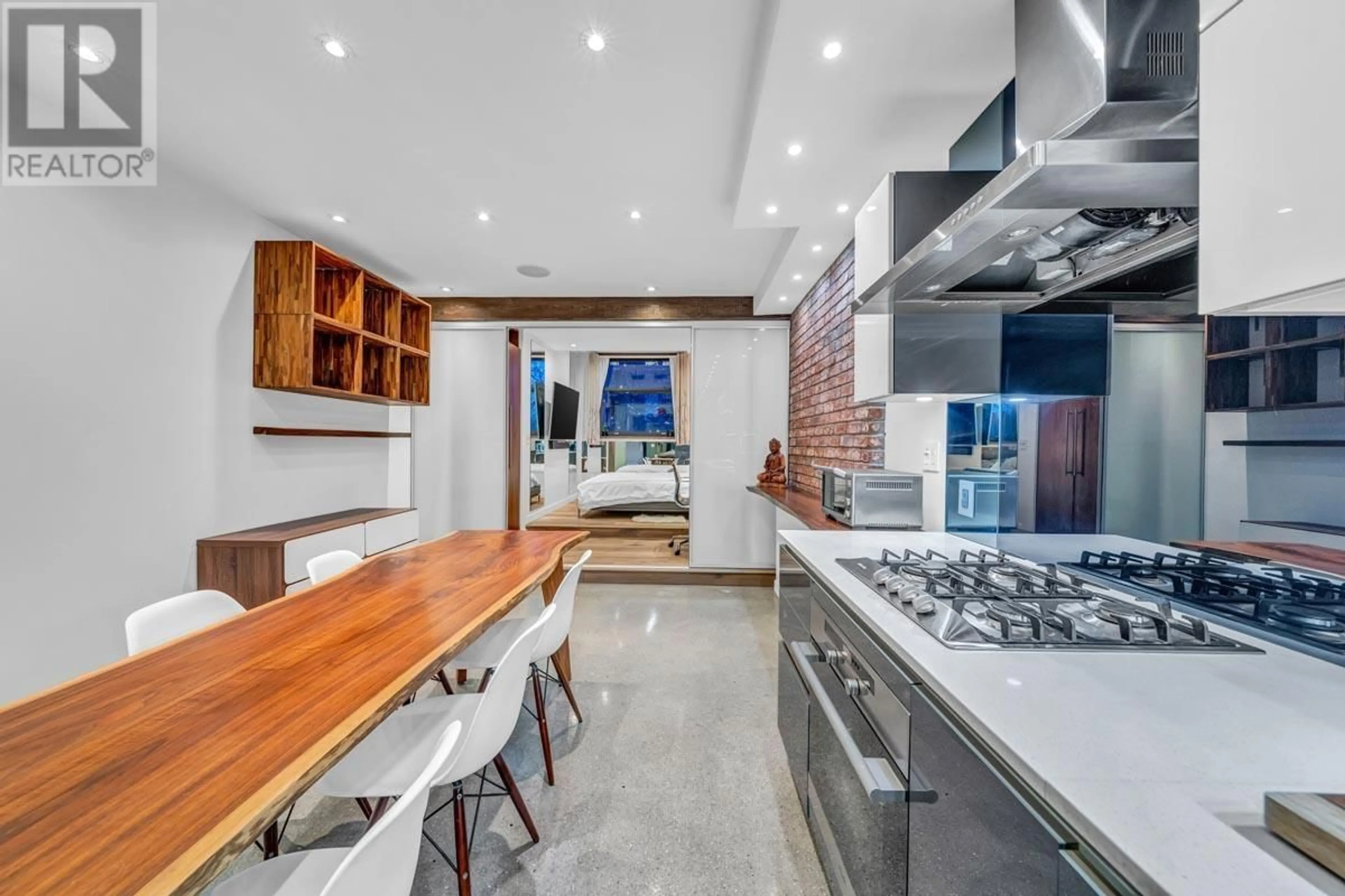 Contemporary kitchen, ceramic/tile floor for 305 - 12 WATER STREET, Vancouver British Columbia V6B1A5