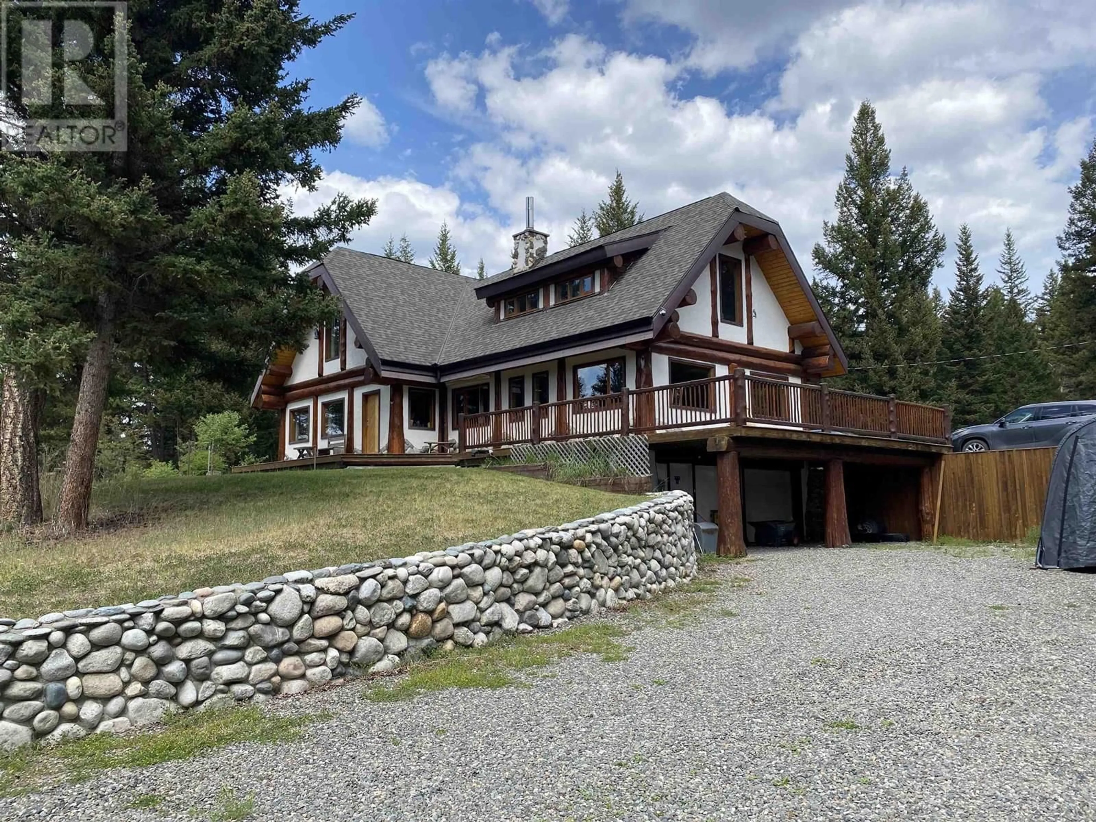 A pic from outside/outdoor area/front of a property/back of a property/a pic from drone, mountain view for 6419 LAMBLEY ROAD, 100 Mile House British Columbia V0K2E3