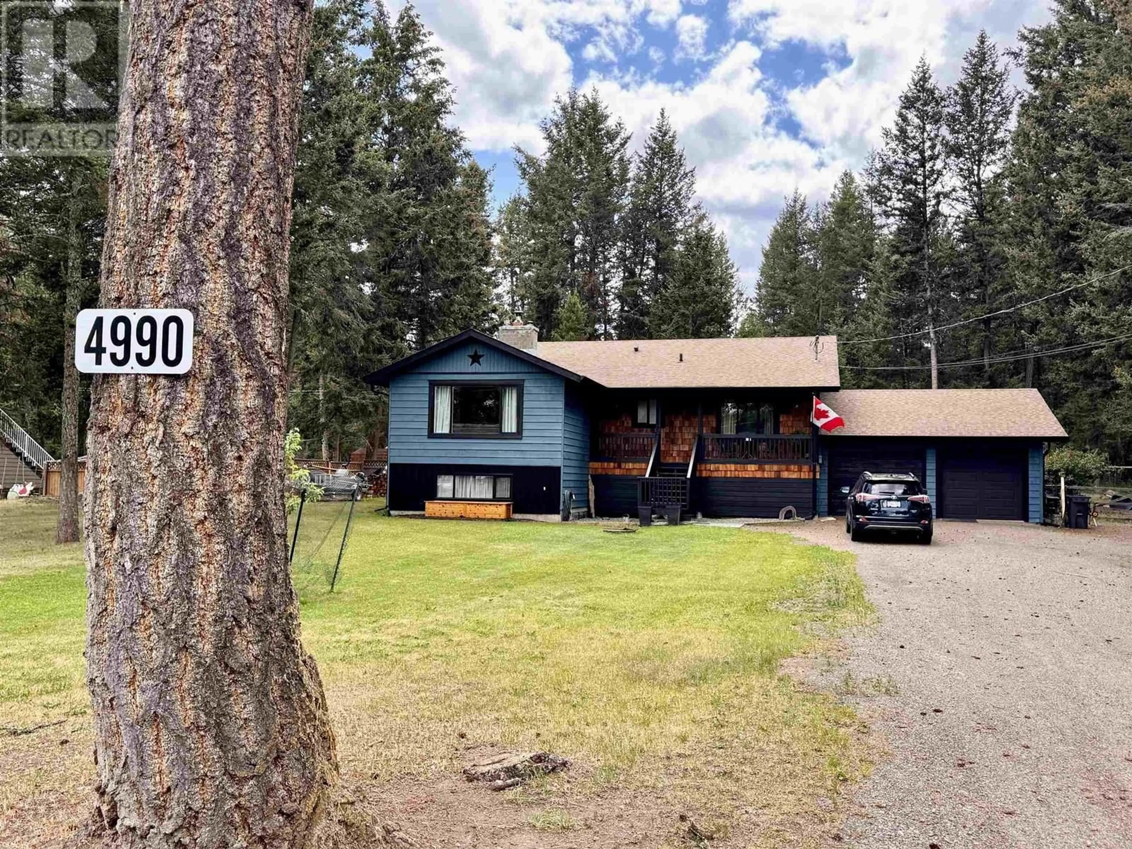 Home with vinyl exterior material, street for 4990 CANIUM COURT, 100 Mile House British Columbia V0K2E0