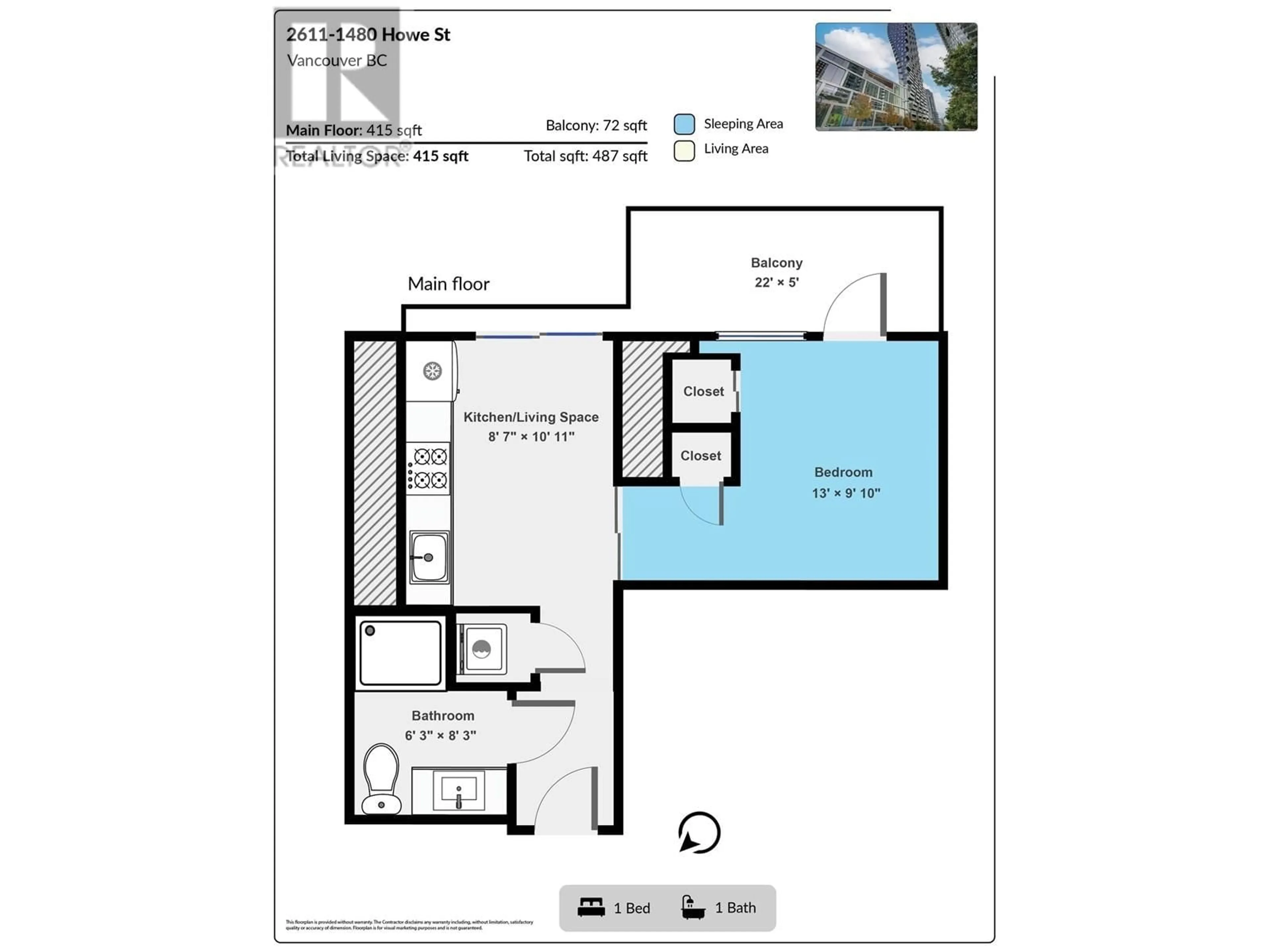 Floor plan for 2611 - 1480 HOWE STREET, Vancouver British Columbia V6Z0G5