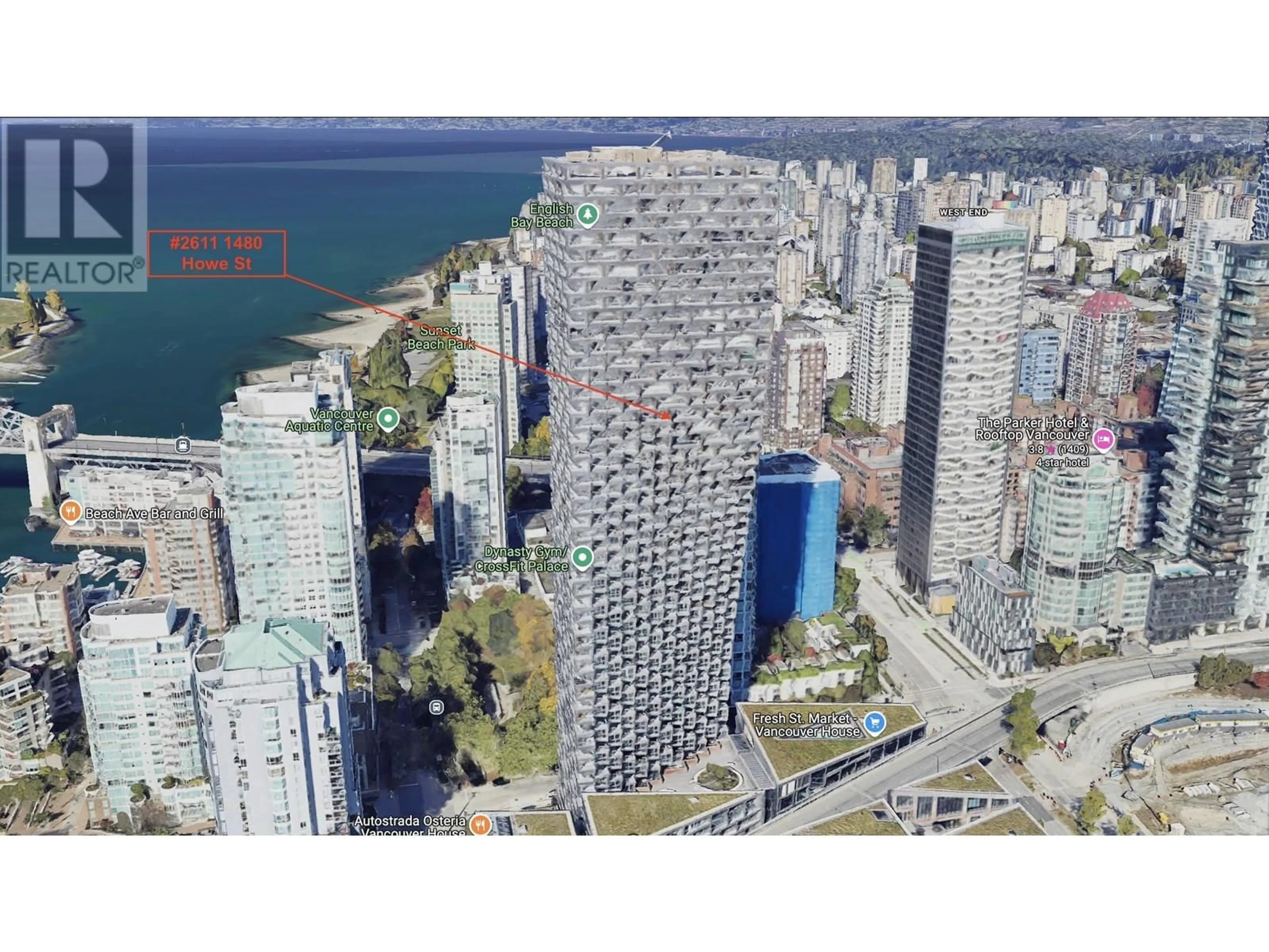 A pic from outside/outdoor area/front of a property/back of a property/a pic from drone, city buildings view from balcony for 2611 - 1480 HOWE STREET, Vancouver British Columbia V6Z0G5