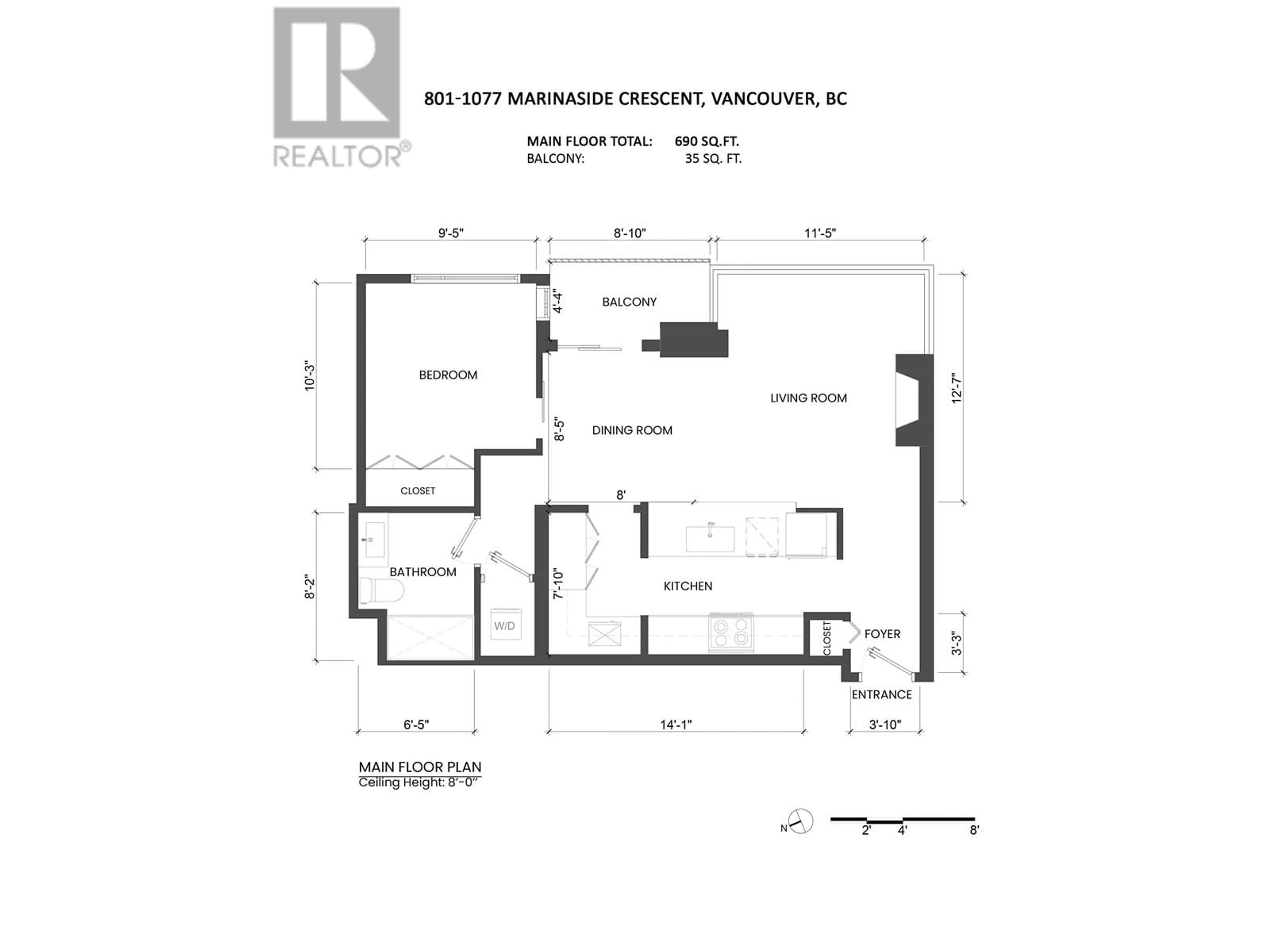 Floor plan for 801 - 1077 MARINASIDE CRESCENT, Vancouver British Columbia V6Z2Z5