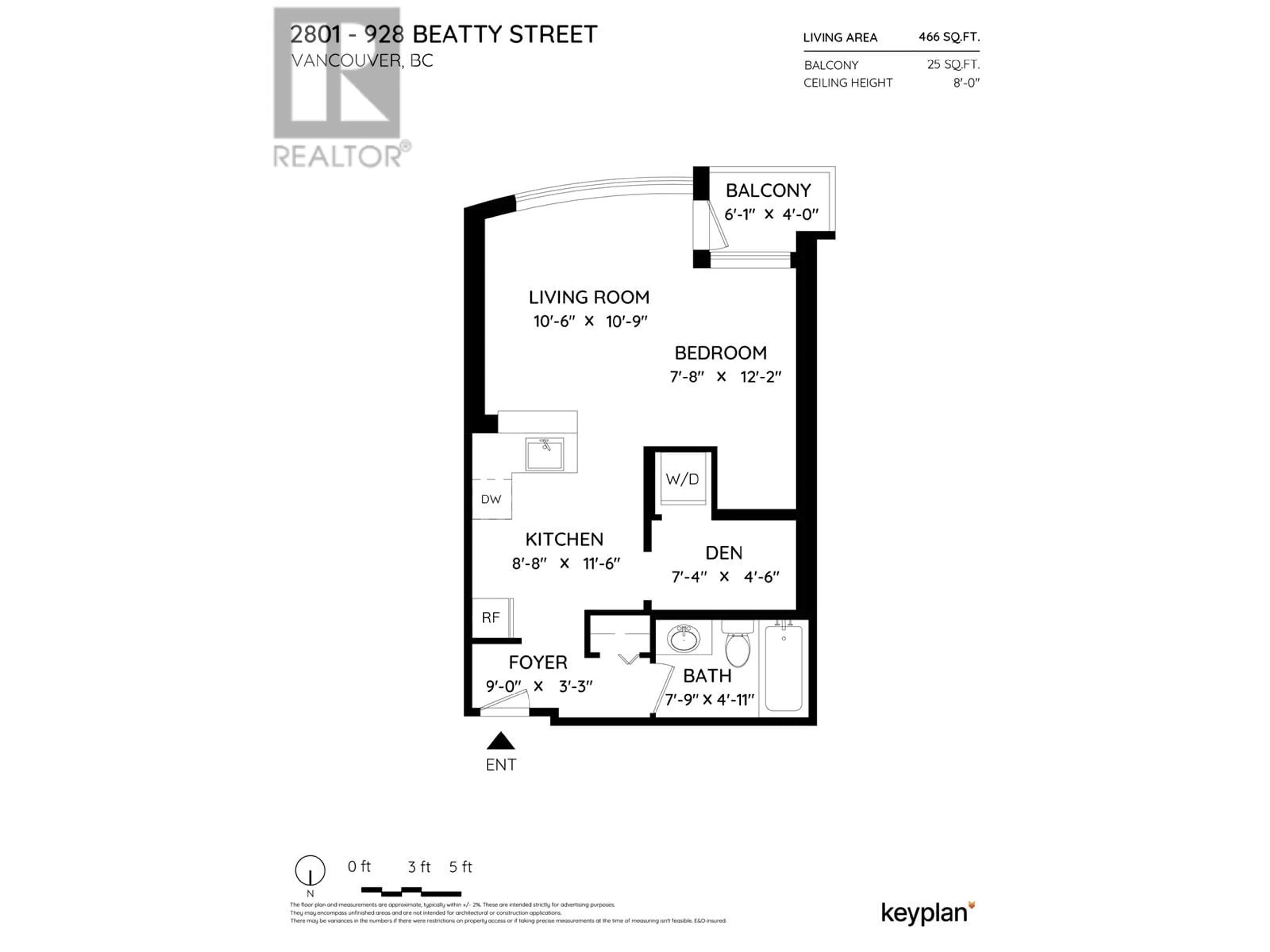 Floor plan for 2801 - 928 BEATTY STREET, Vancouver British Columbia V6Z3G6