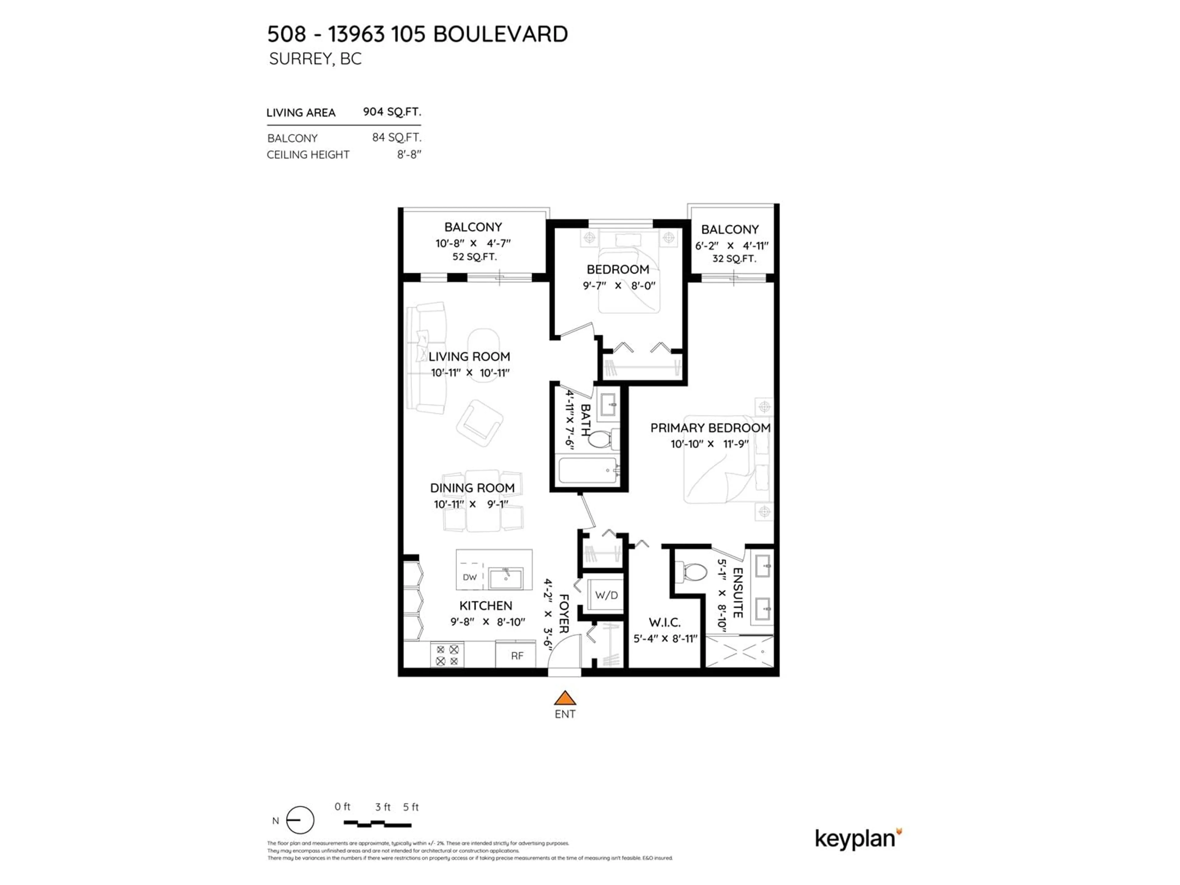 Floor plan for 508 - 13963 105, Surrey British Columbia V3T0M9