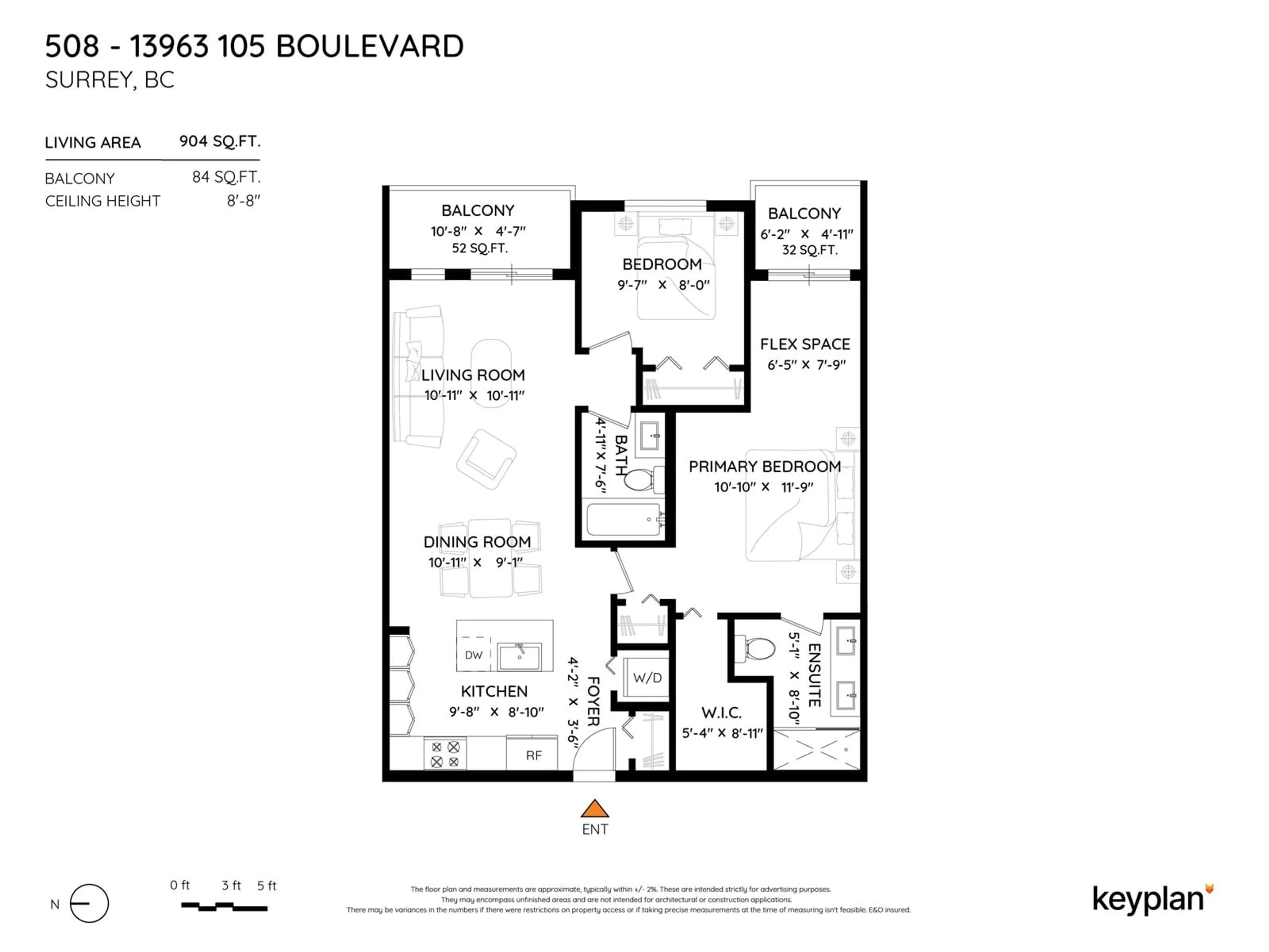 Floor plan for 508 - 13963 105, Surrey British Columbia V3T0M9
