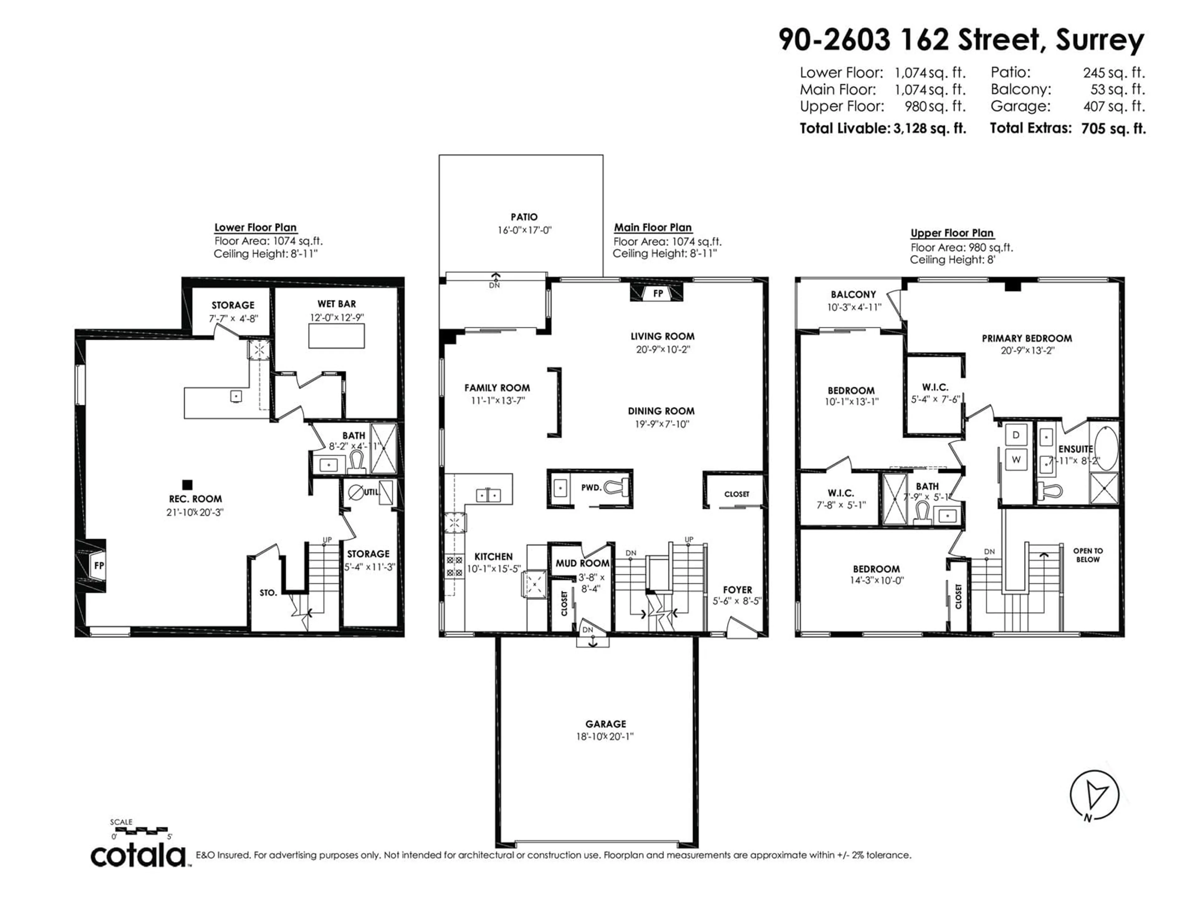 Floor plan for 90 - 2603 162, Surrey British Columbia V3S2L4