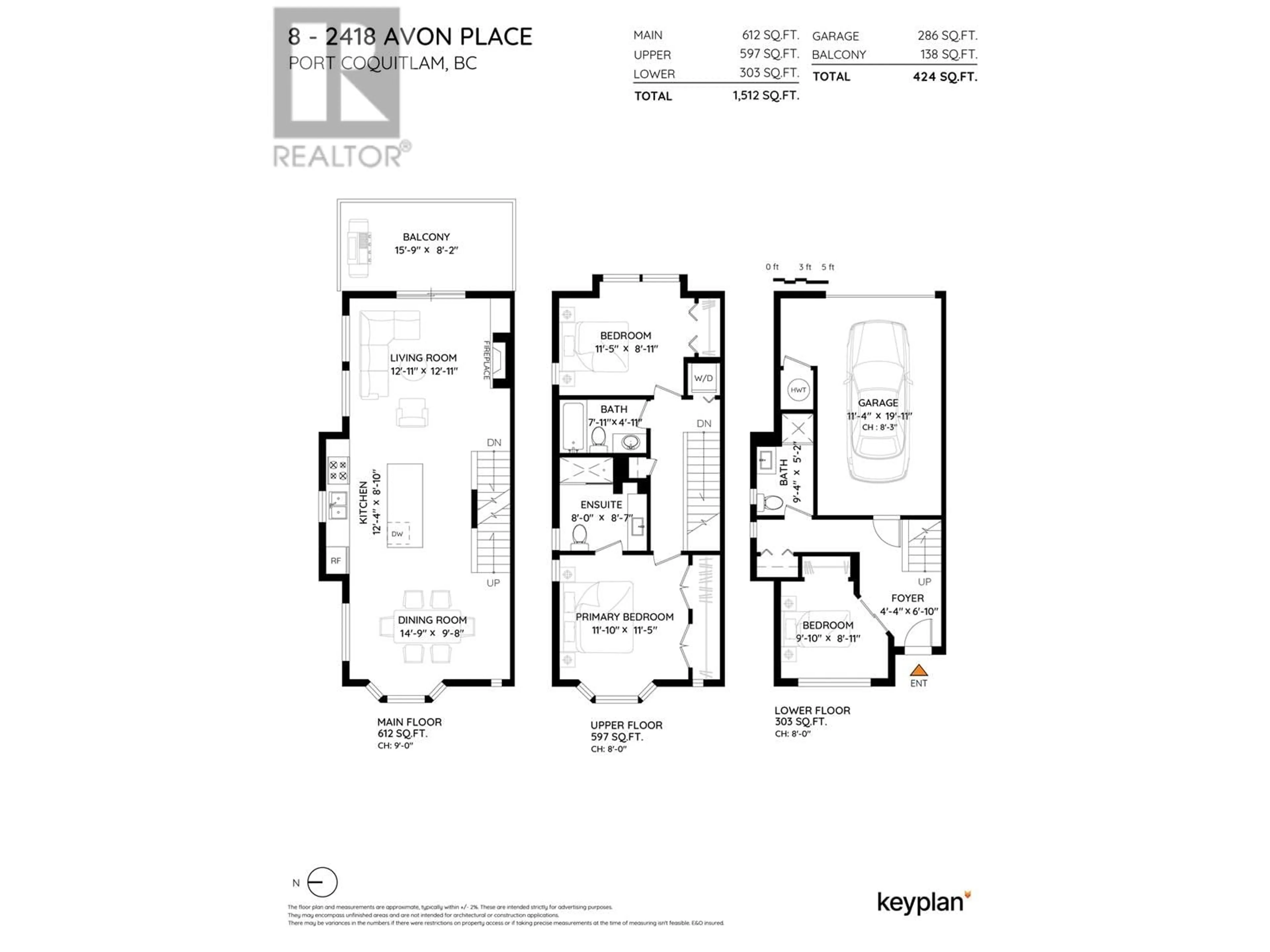 Floor plan for 8 - 2418 AVON PLACE, Port Coquitlam British Columbia V3B0C7