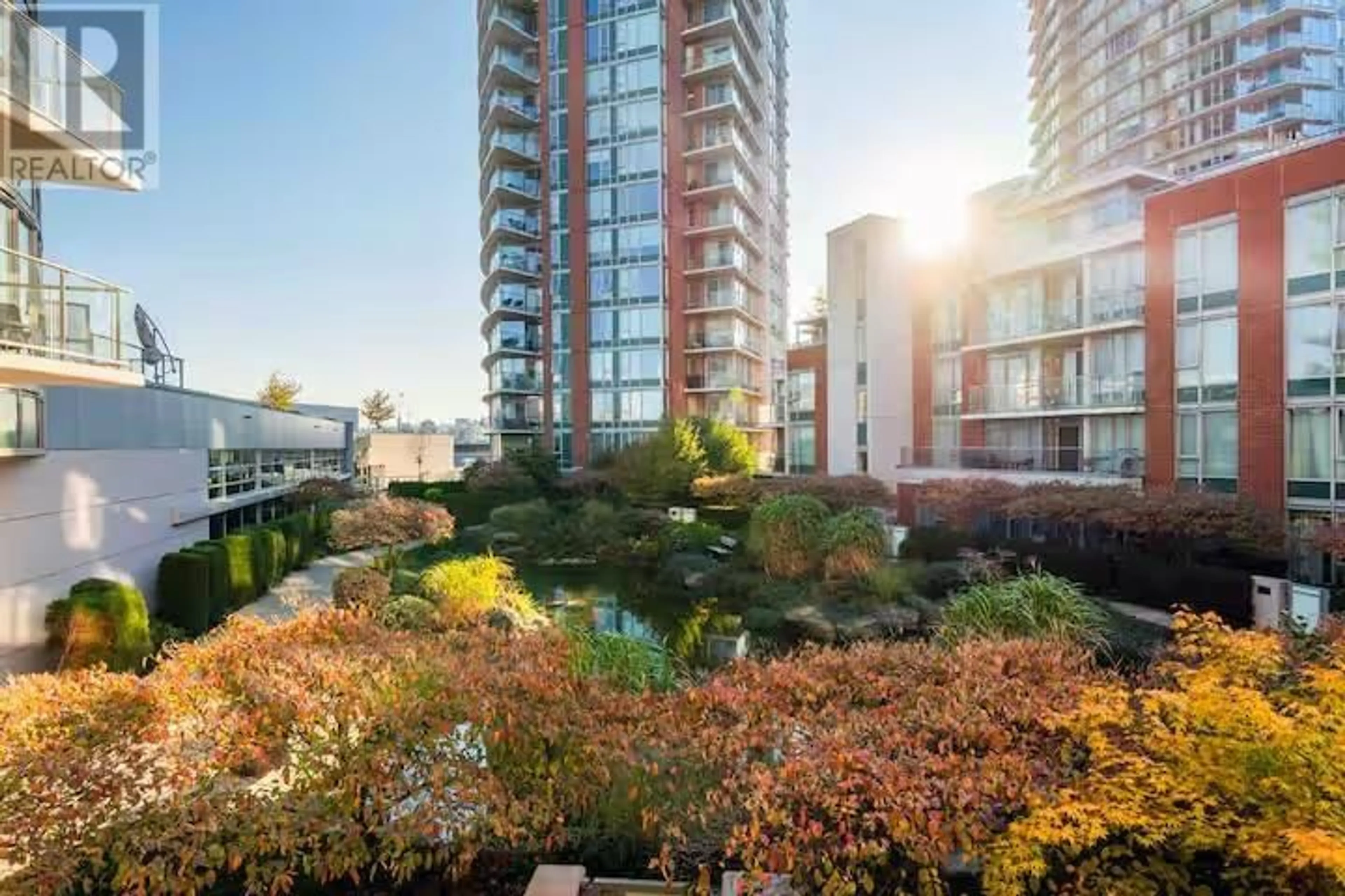 Patio, city buildings view from balcony for 2208 - 58 KEEFER PLACE, Vancouver British Columbia V7X1S8